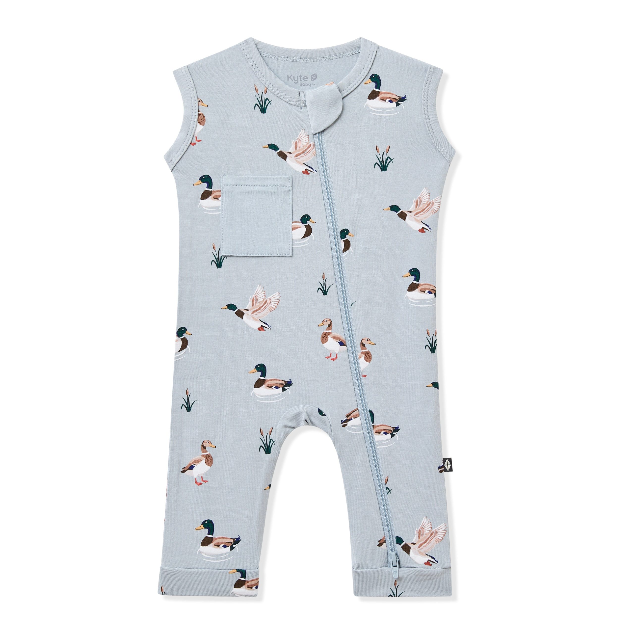 Zippered Sleeveless Romper in Mallard Duck - Image 2