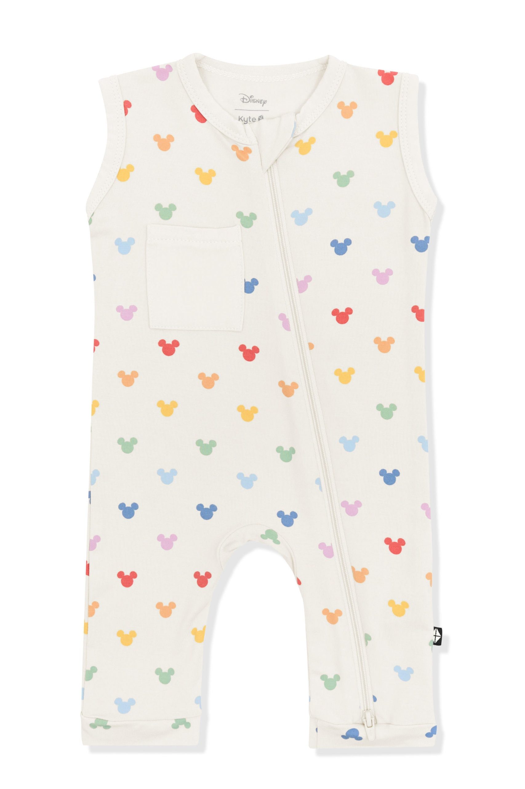 Zippered Sleeveless Romper in Pastel Mickey Mouse - Image 2