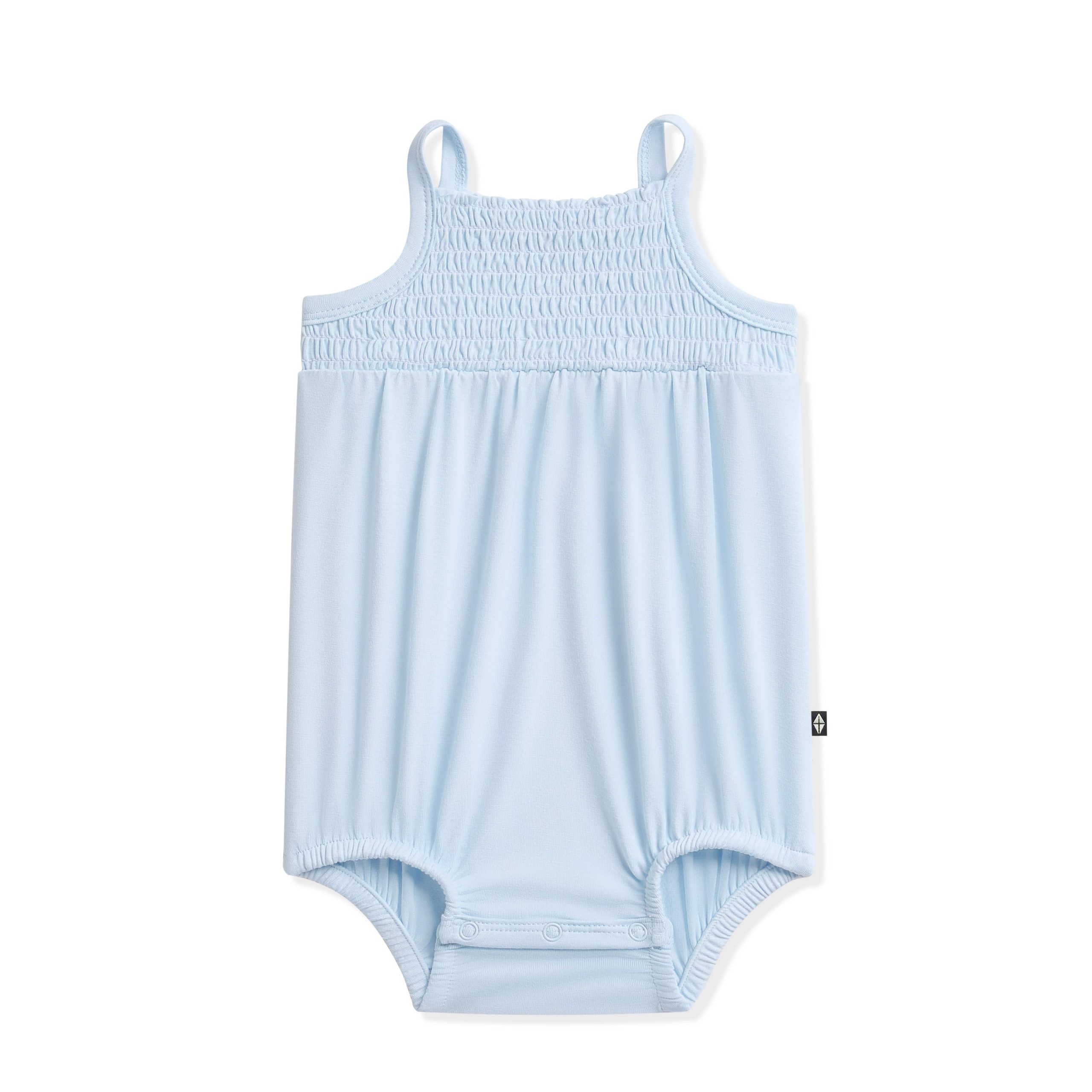 Smocked Bubble Romper in Breeze - Image 2