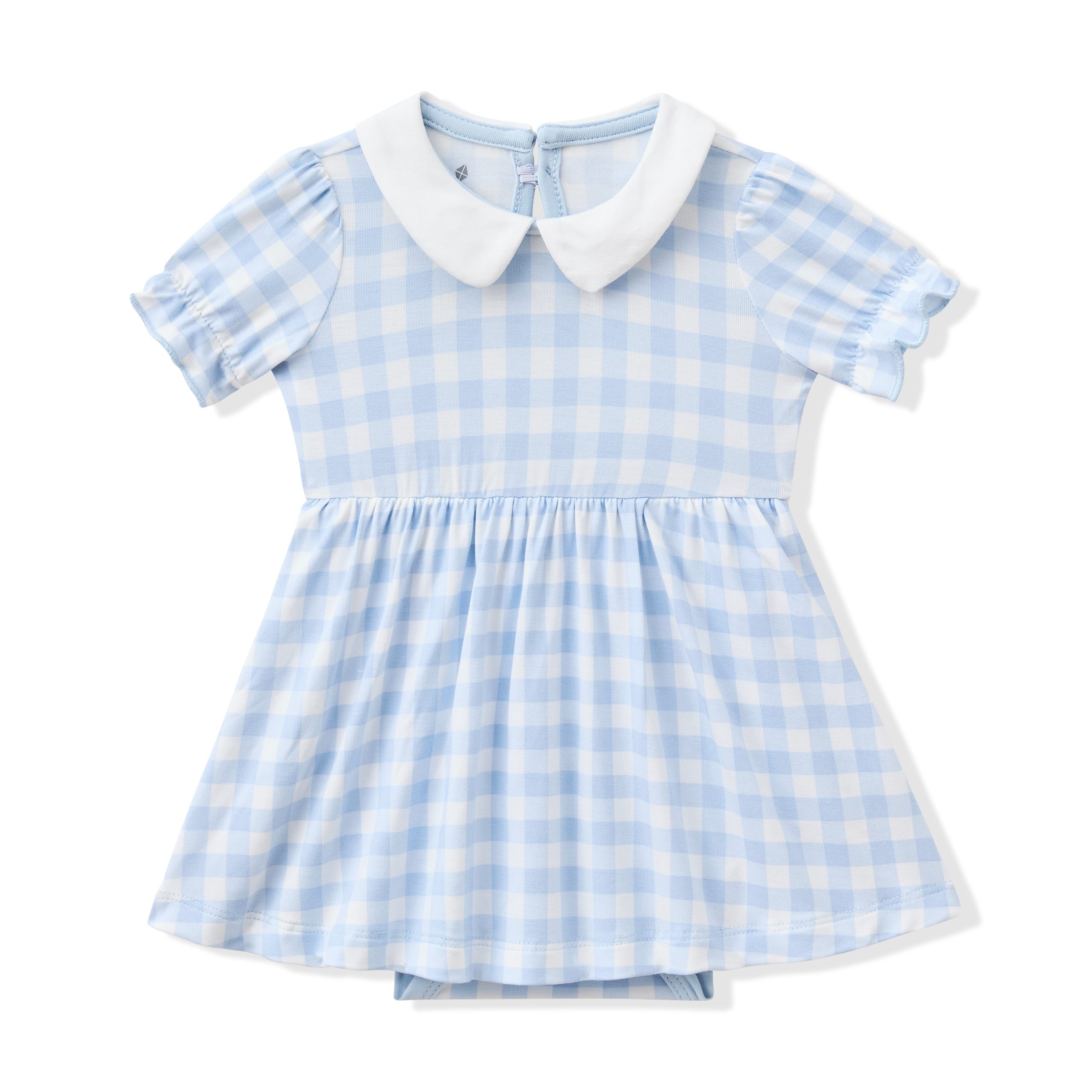 Peter Pan Collar Bodysuit Dress in Gingham Breeze - Image 2