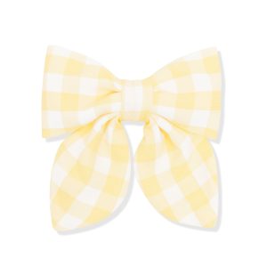 Medium Alligator Clip Bow in Gingham Chamomile