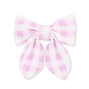 Medium Alligator Clip Bow in Gingham Thistle