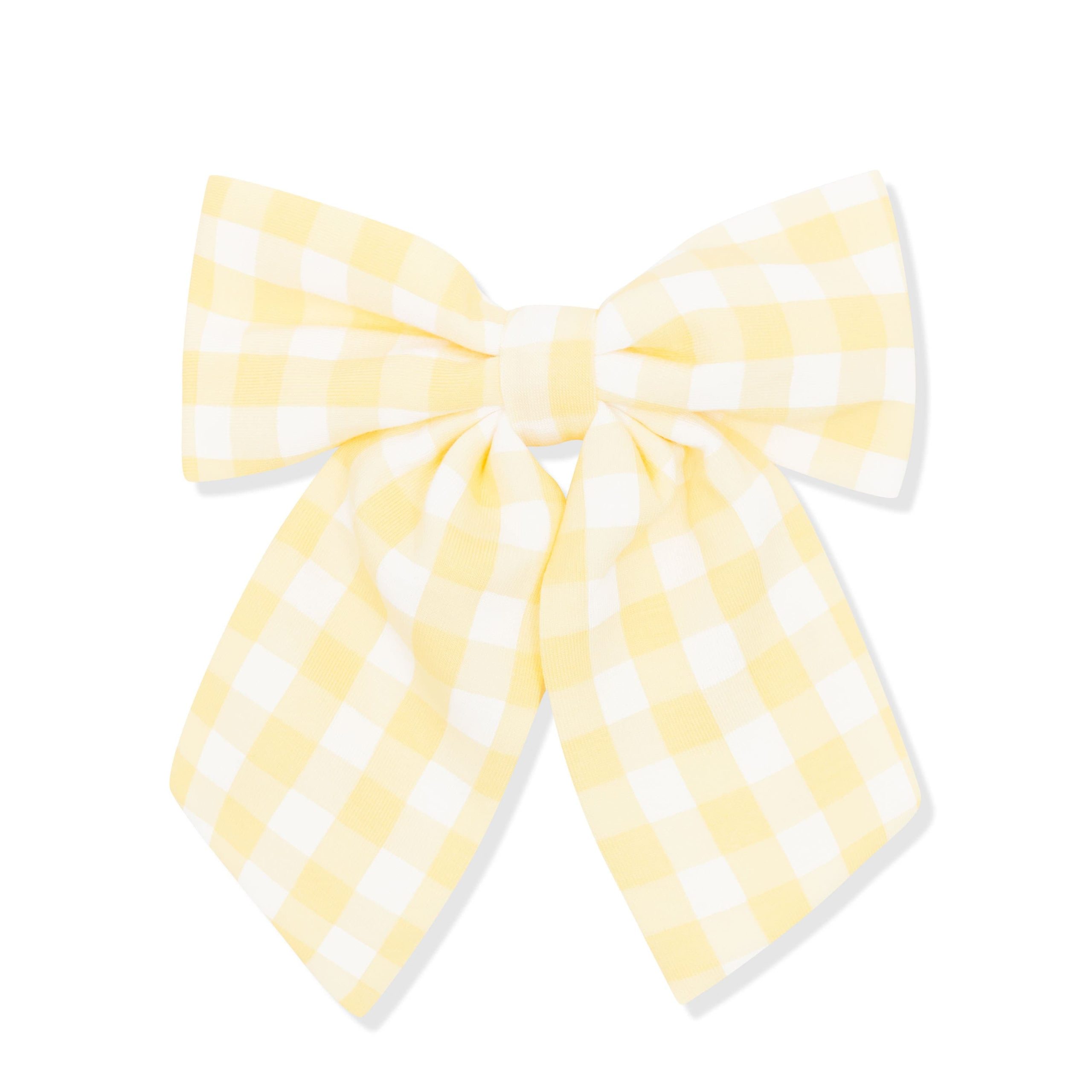 Large Alligator Clip Bow in Gingham Chamomile - Image 2