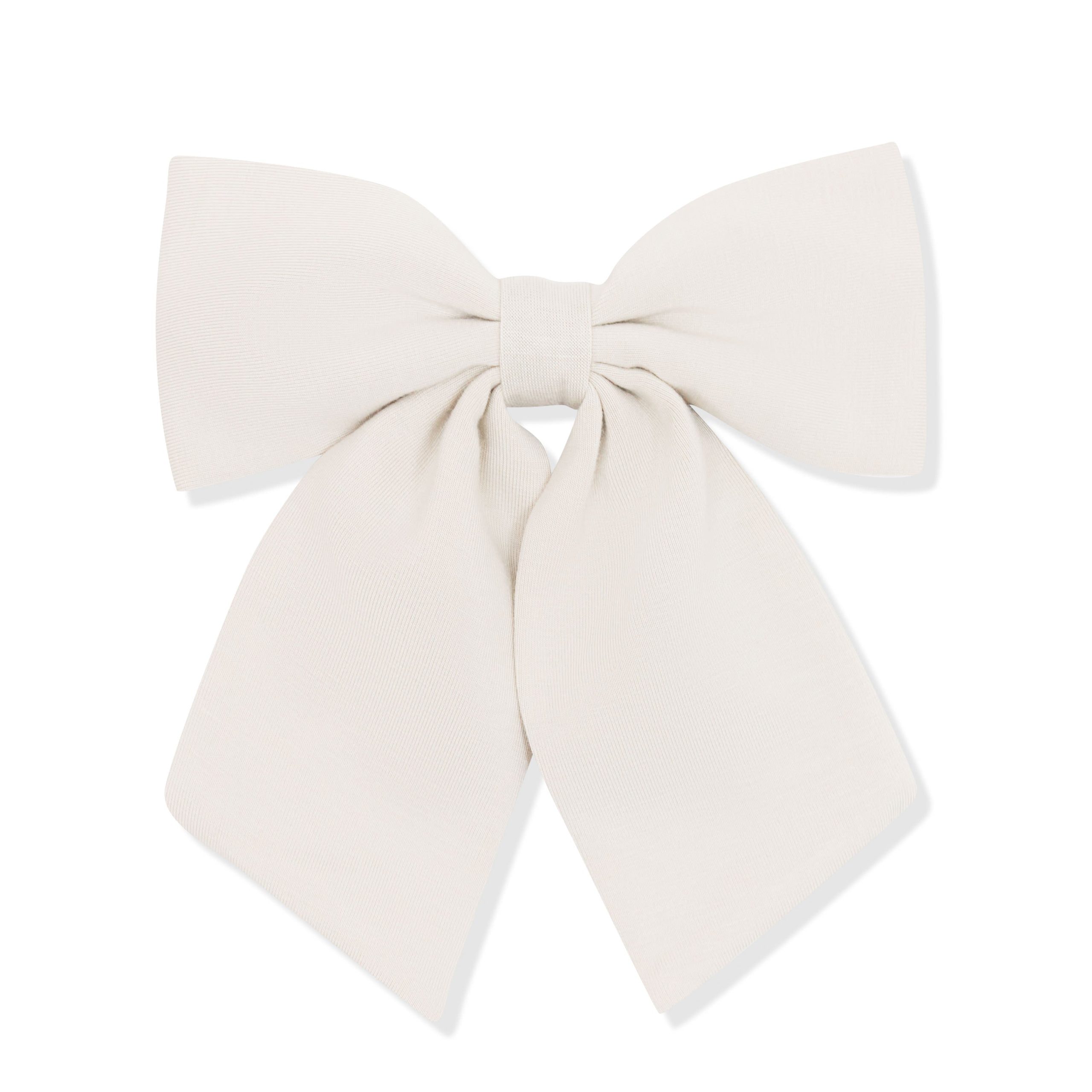 Large Alligator Clip Bow in Oat - Image 2