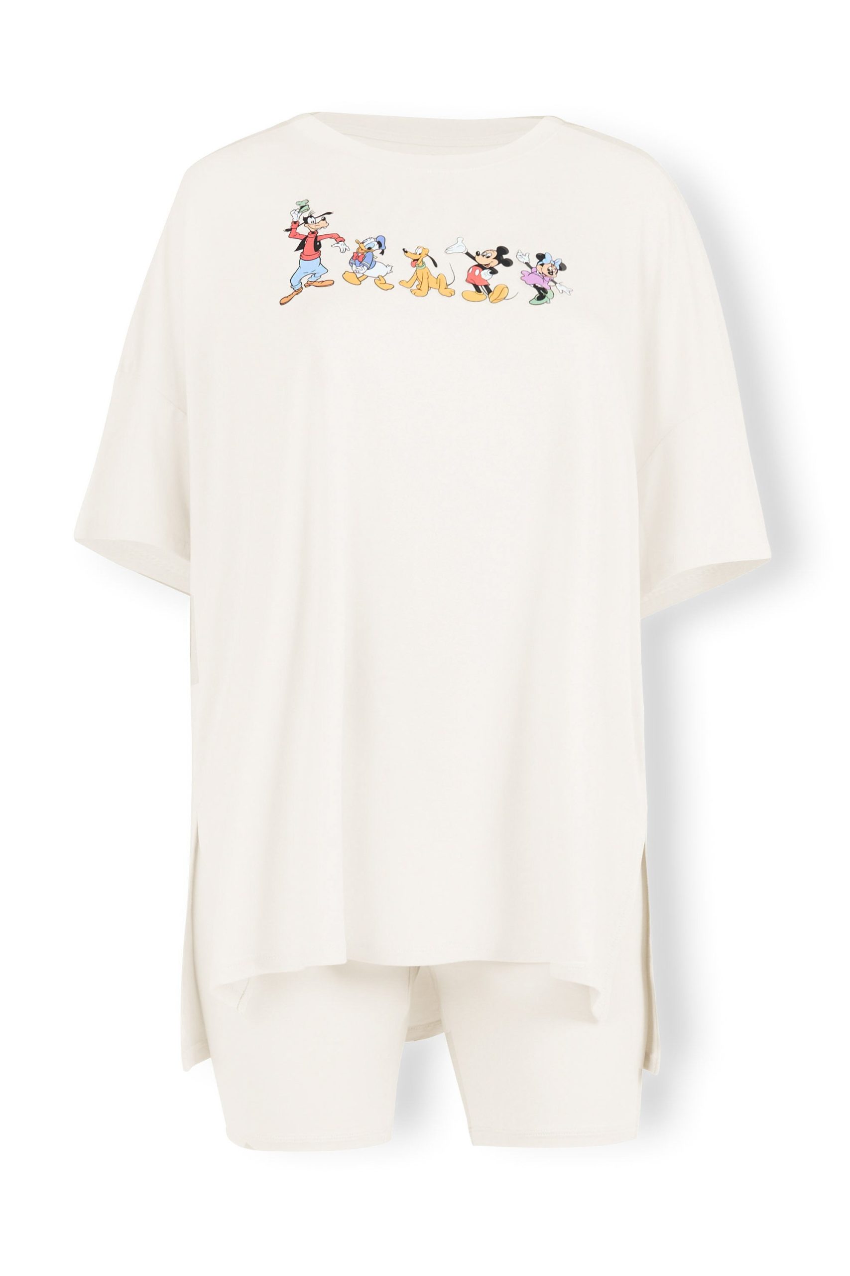 Womens Biker Short Set in Mickey and Friends on Ecru - Image 7