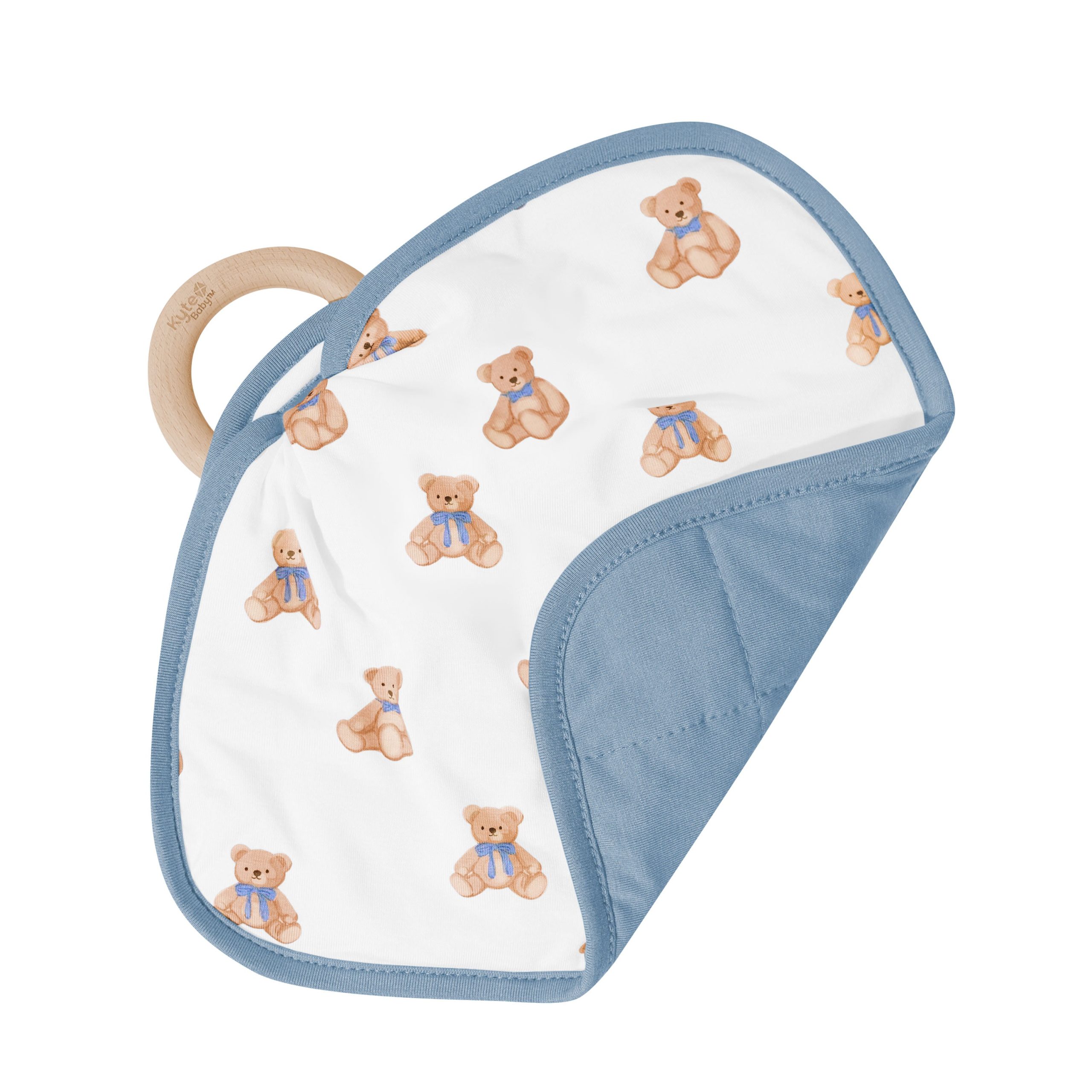 Lovey in Teddy Bear with Removable Wooden Teething Ring - Image 7