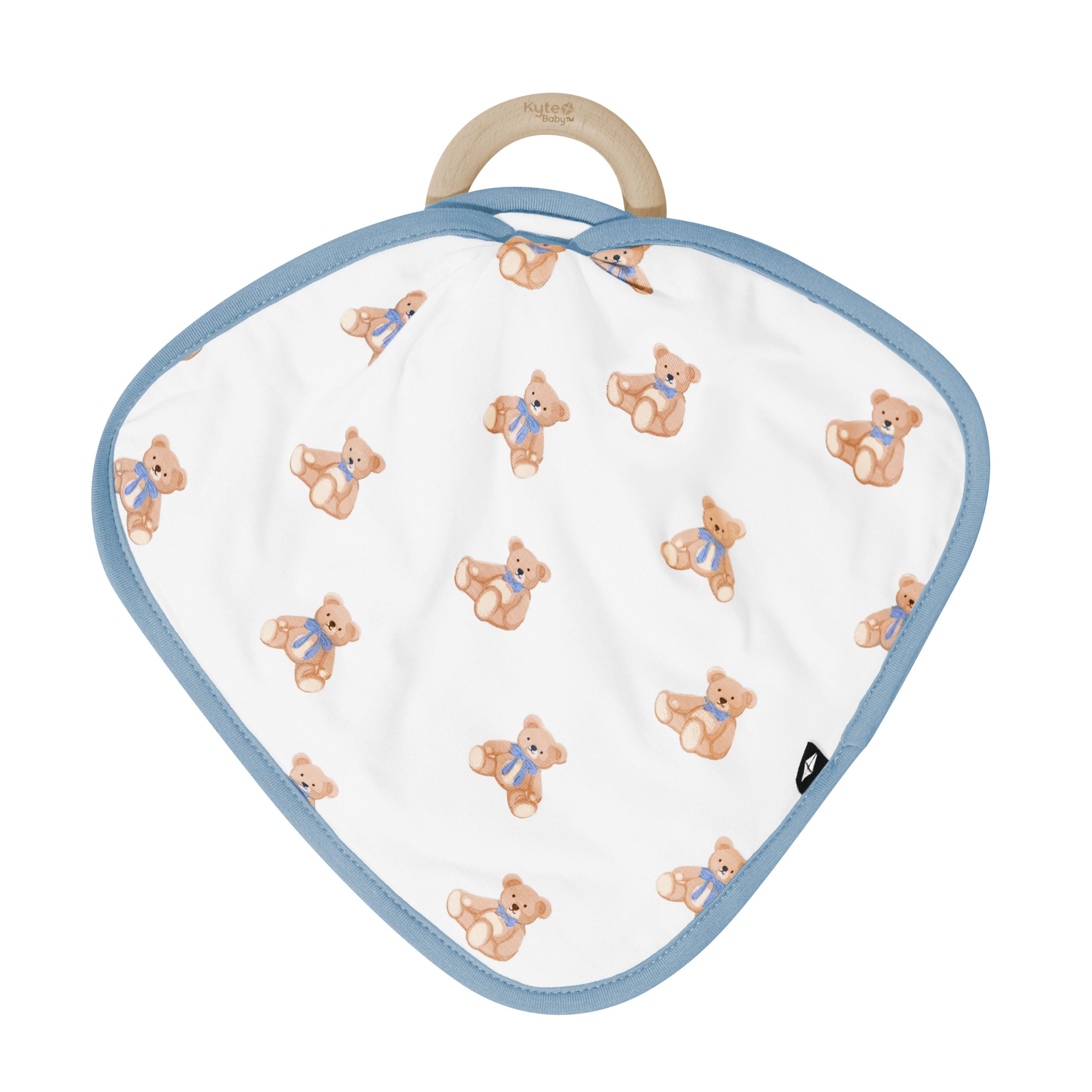 Lovey in Teddy Bear with Removable Wooden Teething Ring - Image 2