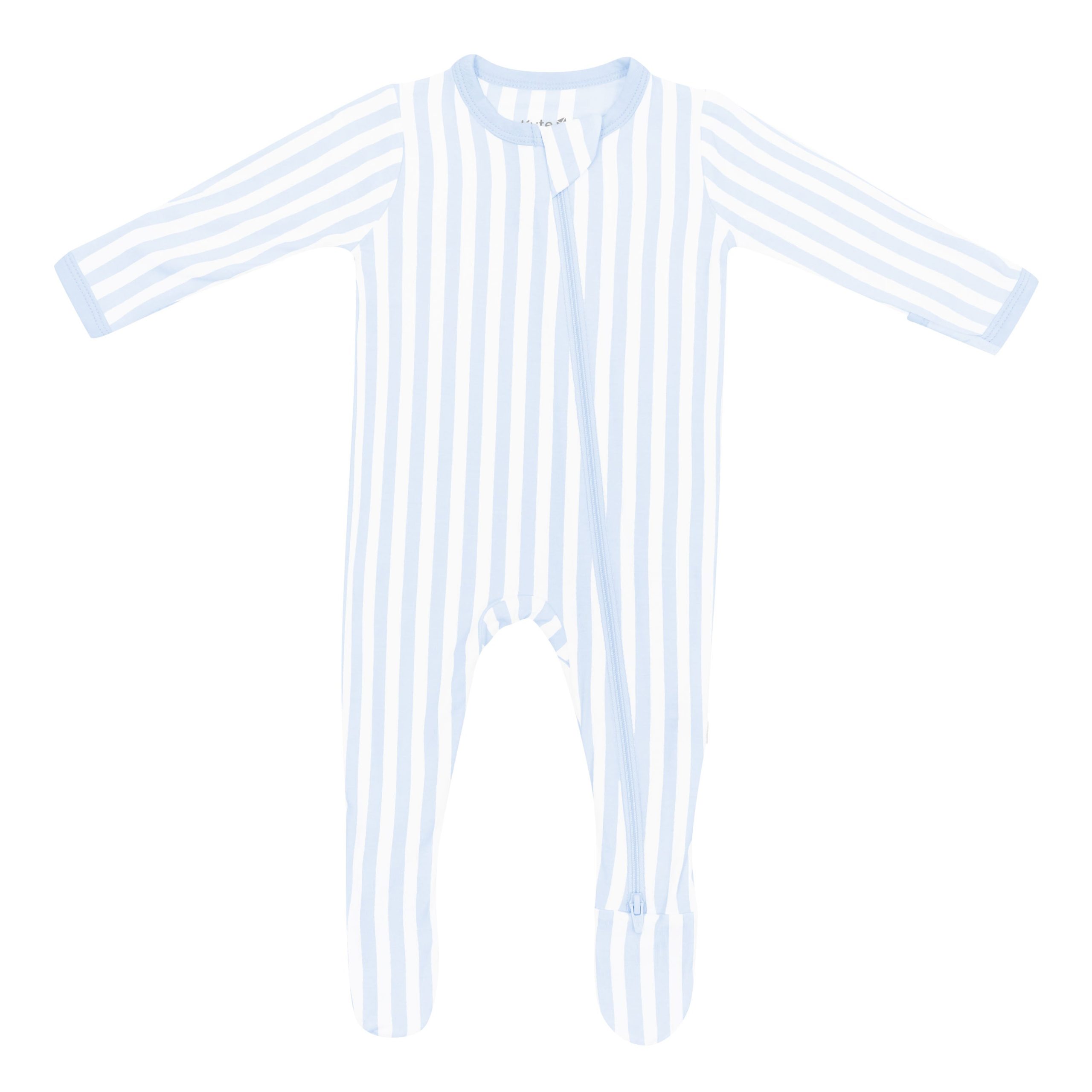 Zippered Footie in Small Mist Stripe - Image 2