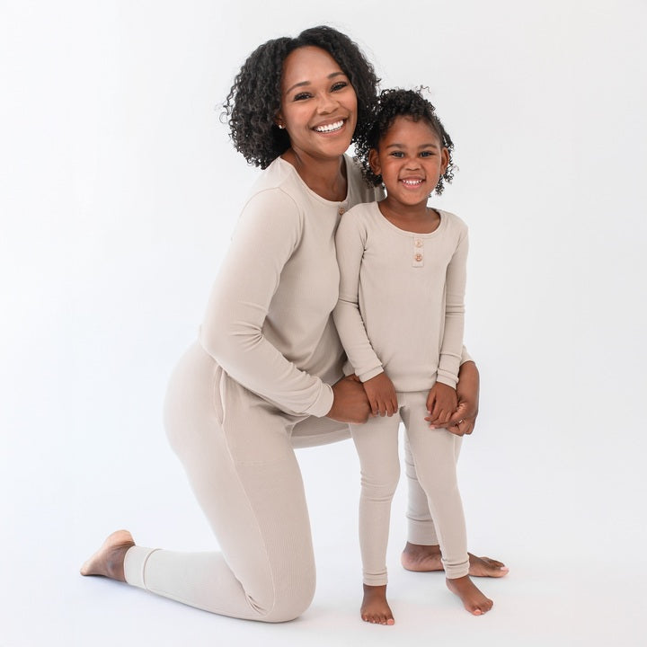 Ribbed Henley Set in Bisque - Image 4