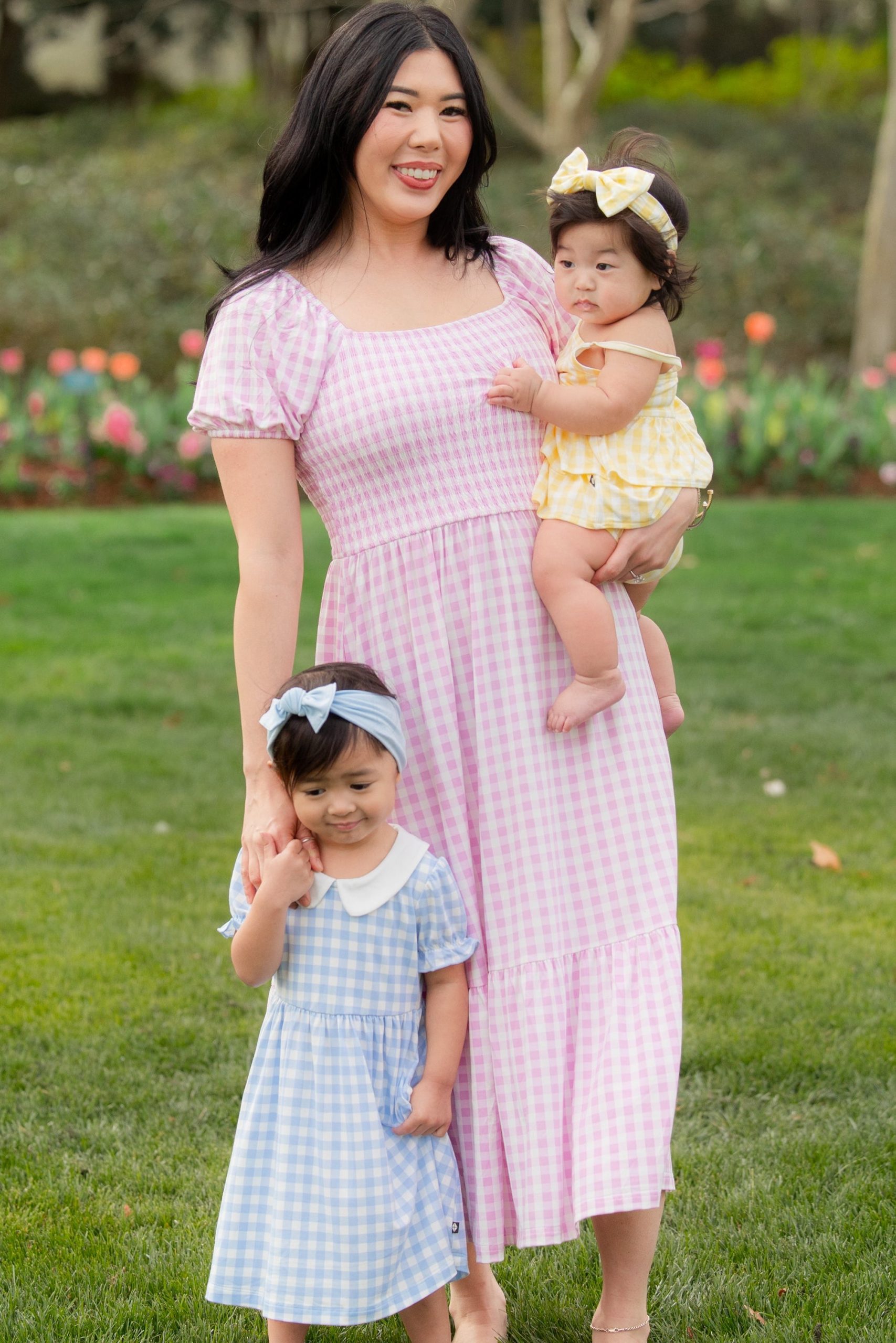 Womens Smocked Dress in Gingham Thistle - Image 2