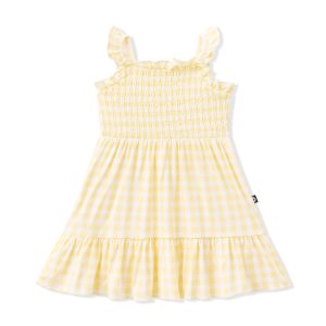 Smocked Dress in Gingham Chamomile