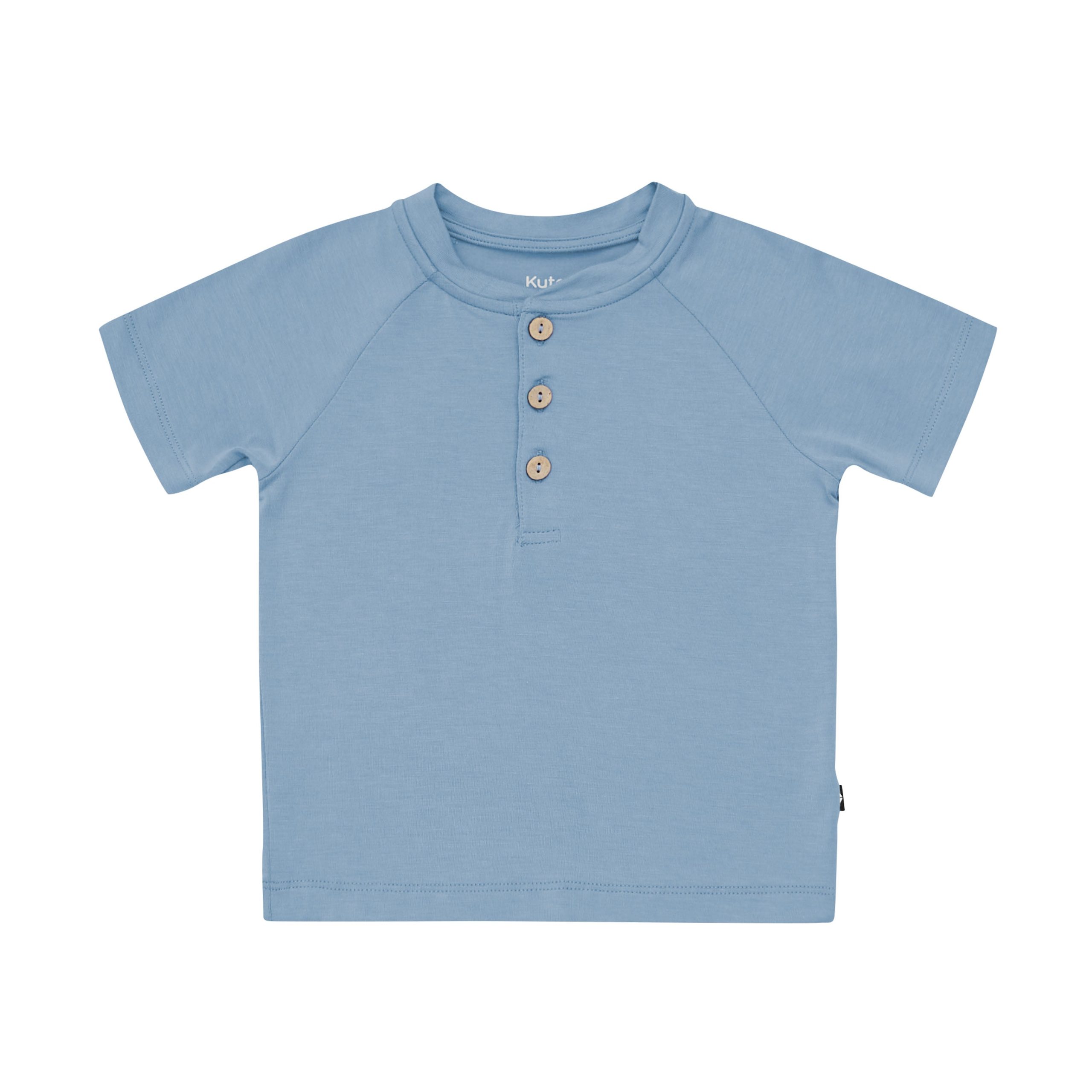 Short Sleeve Toddler Henley Tee in Slate - Image 2