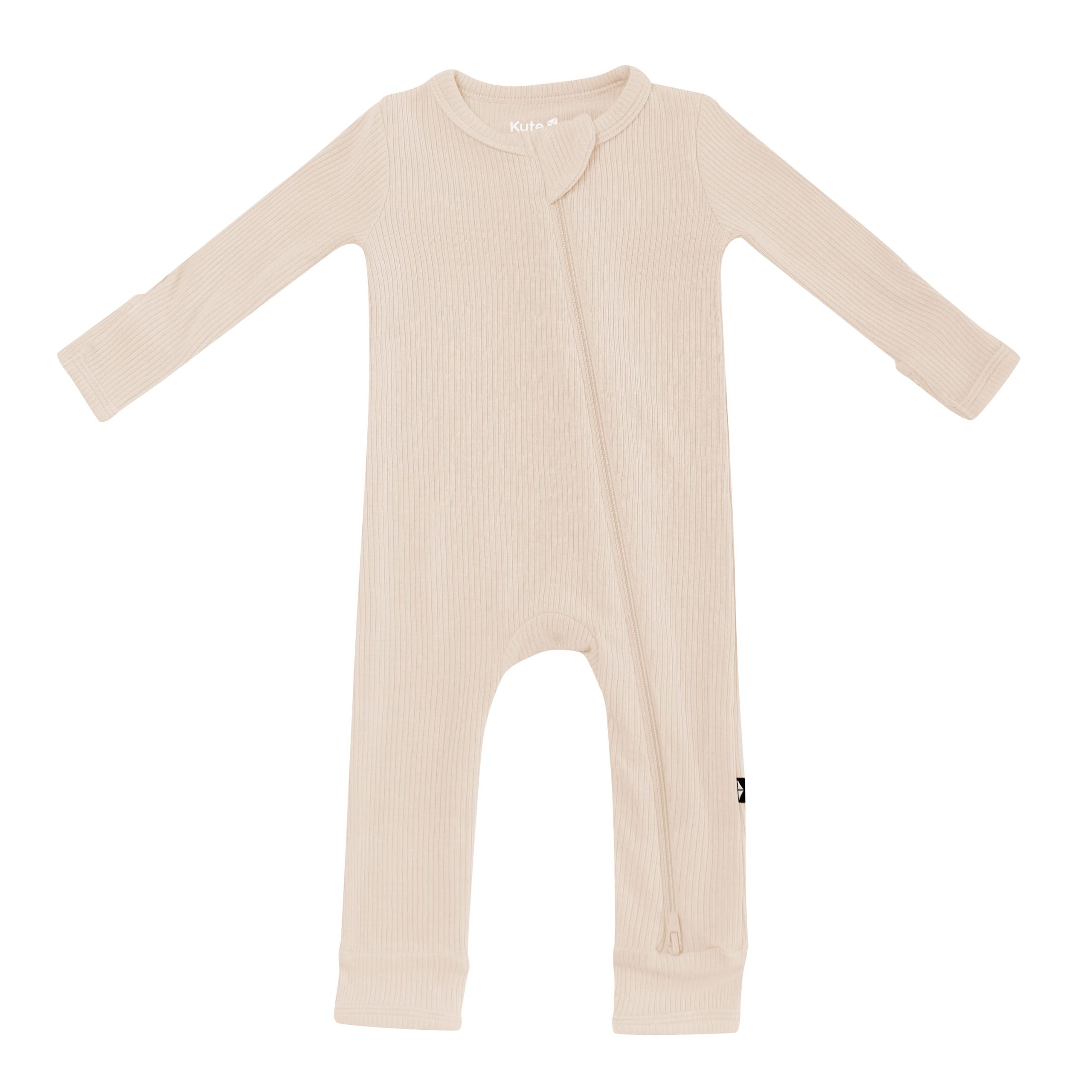 Ribbed Zipper Romper in Bisque - Image 2