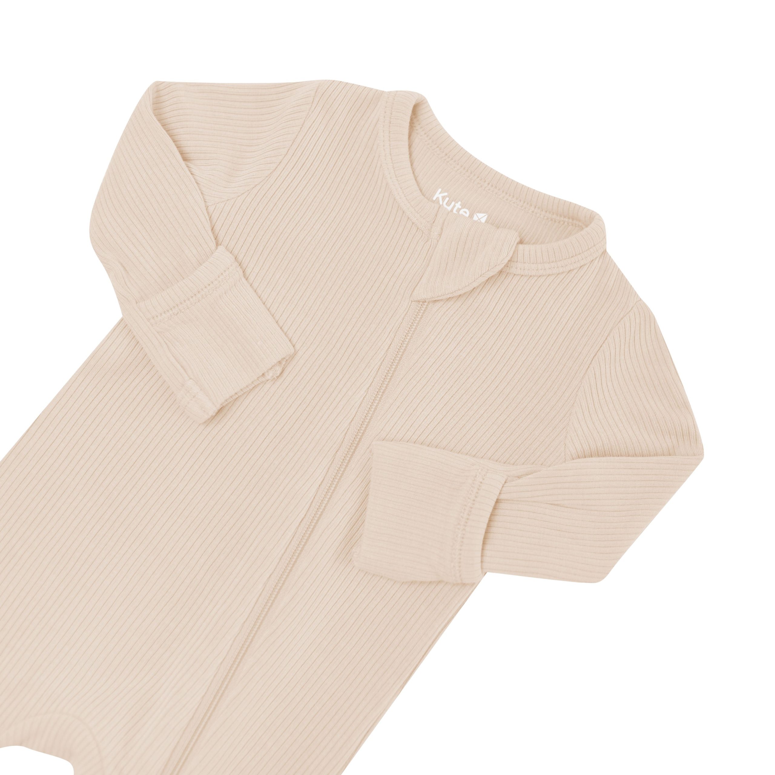 Ribbed Zipper Romper in Bisque - Image 4