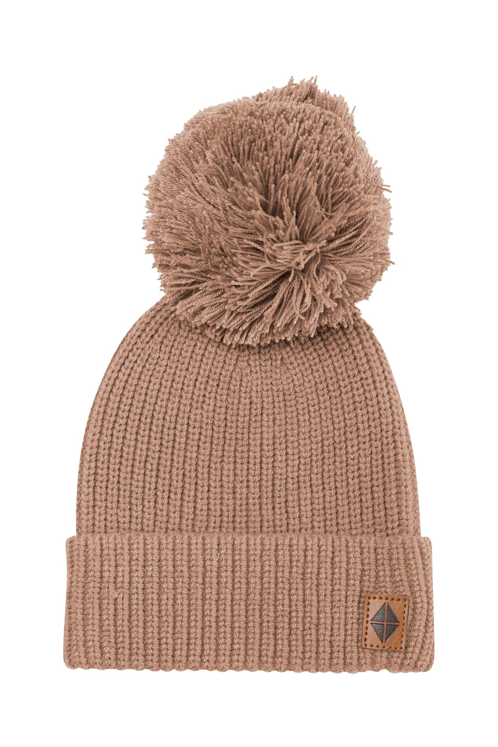 Chunky Knit Pom Beanie in Latte - Image 2