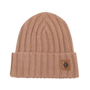 Chunky Knit Ribbed Beanie in Latte