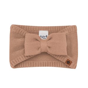 Chunky Knit Adult Bow Headband in Latte
