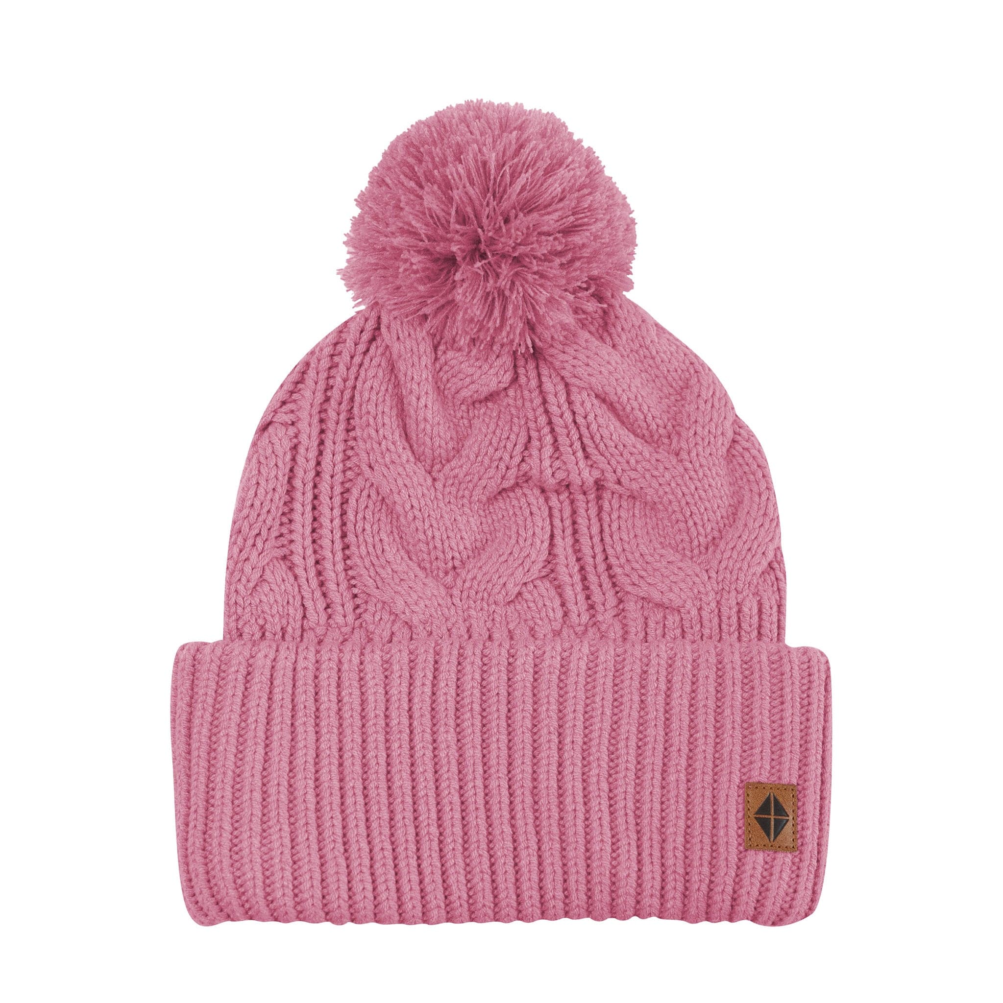 Cable Knit Adult Pom Beanie in Apple Blossom - Image 2