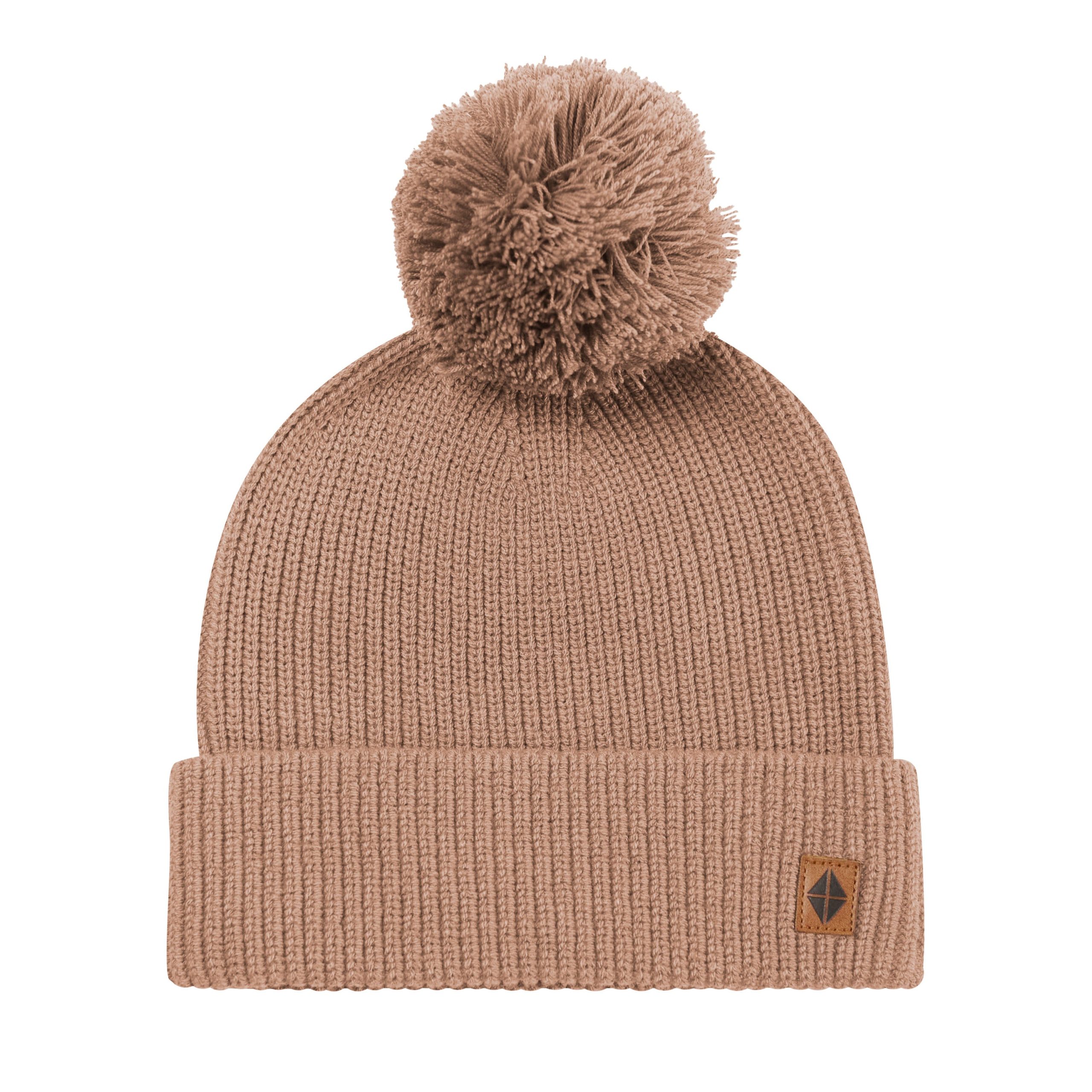 Chunky Knit Adult Pom Beanie in Latte - Image 2