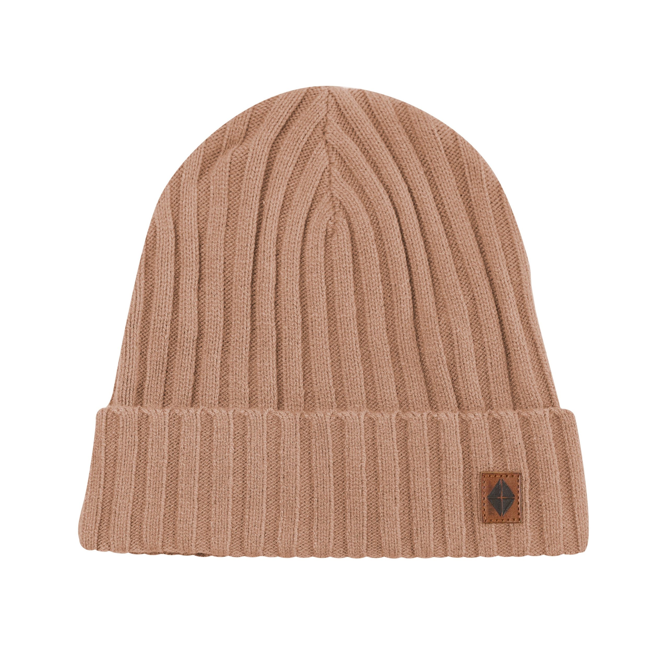 Chunky Knit Adult Ribbed Beanie in Latte - Image 2