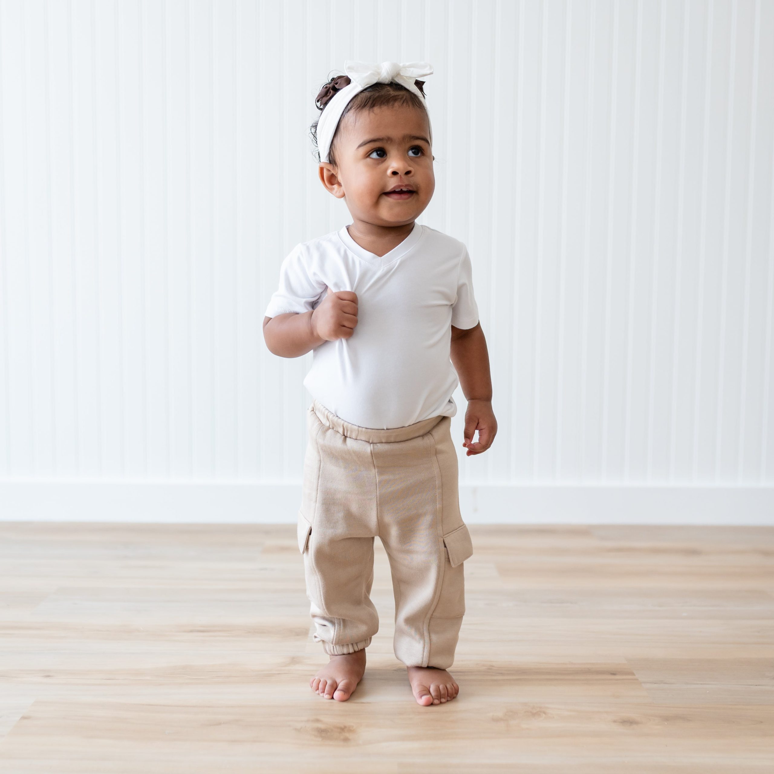 Fleece Cargo Pants in Almond - Image 3