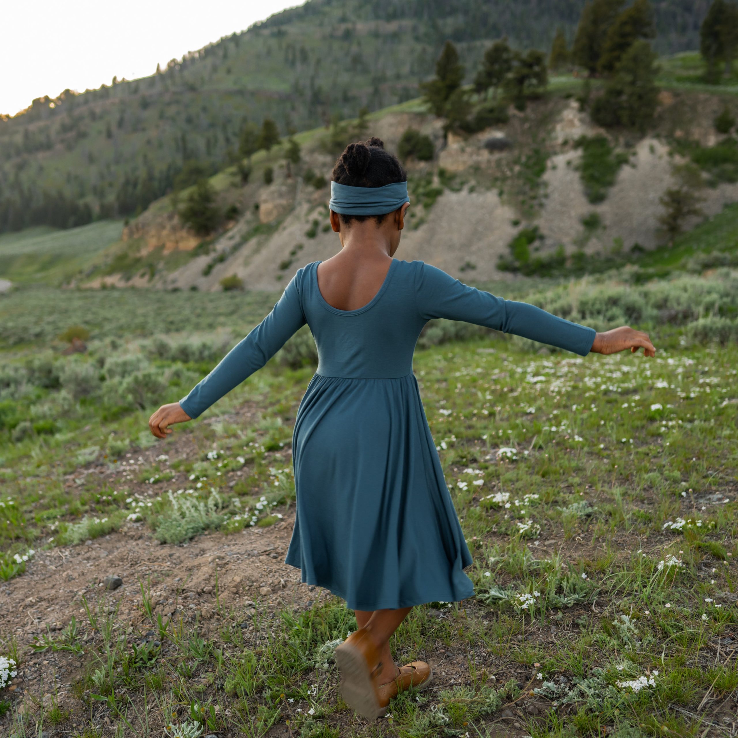 Long Sleeve Twirl Dress in Atlantic - Image 4