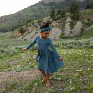 Long Sleeve Twirl Dress in Atlantic