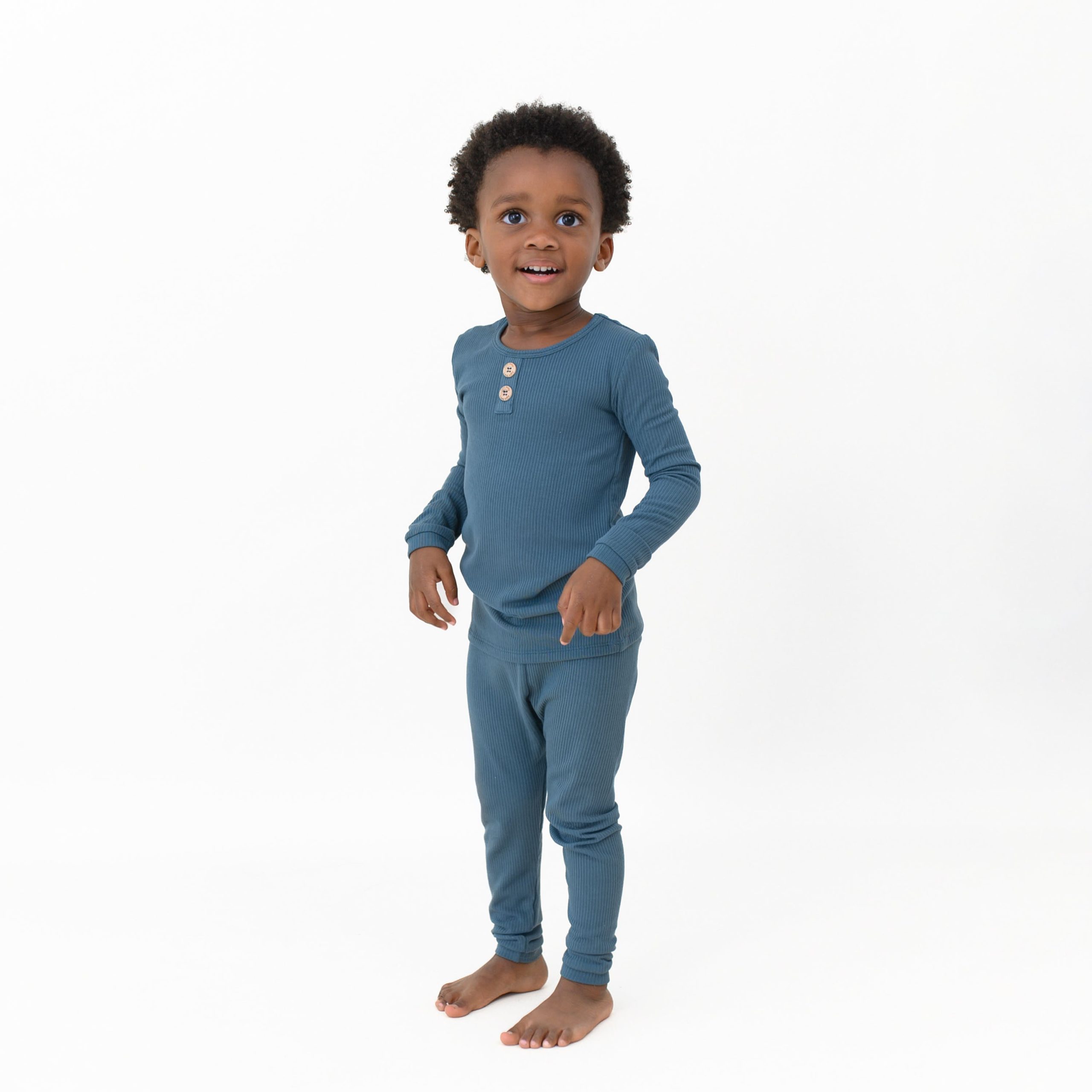 Ribbed Henley Set in Atlantic - Image 4