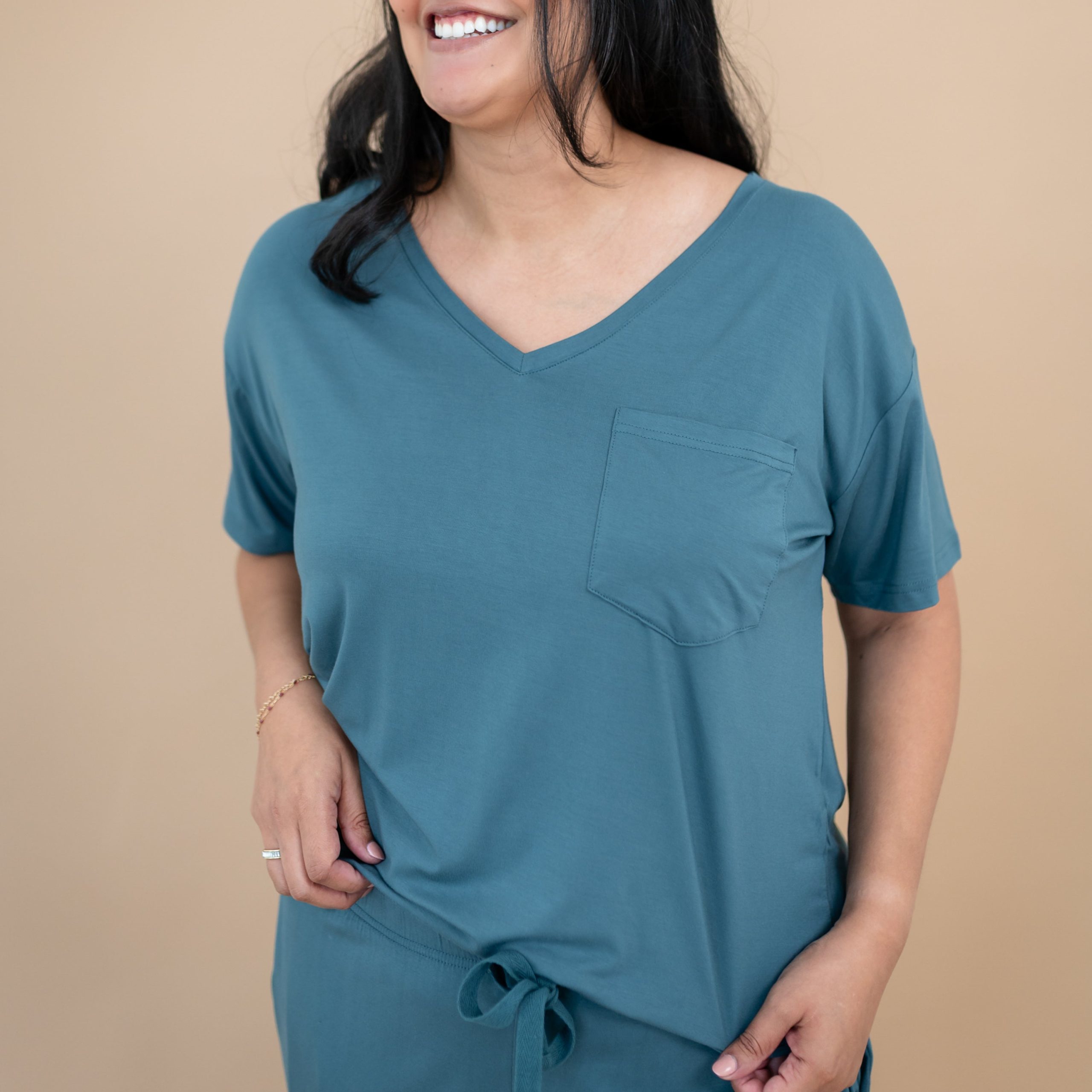 Womens Relaxed Fit V-Neck in Atlantic - Image 3