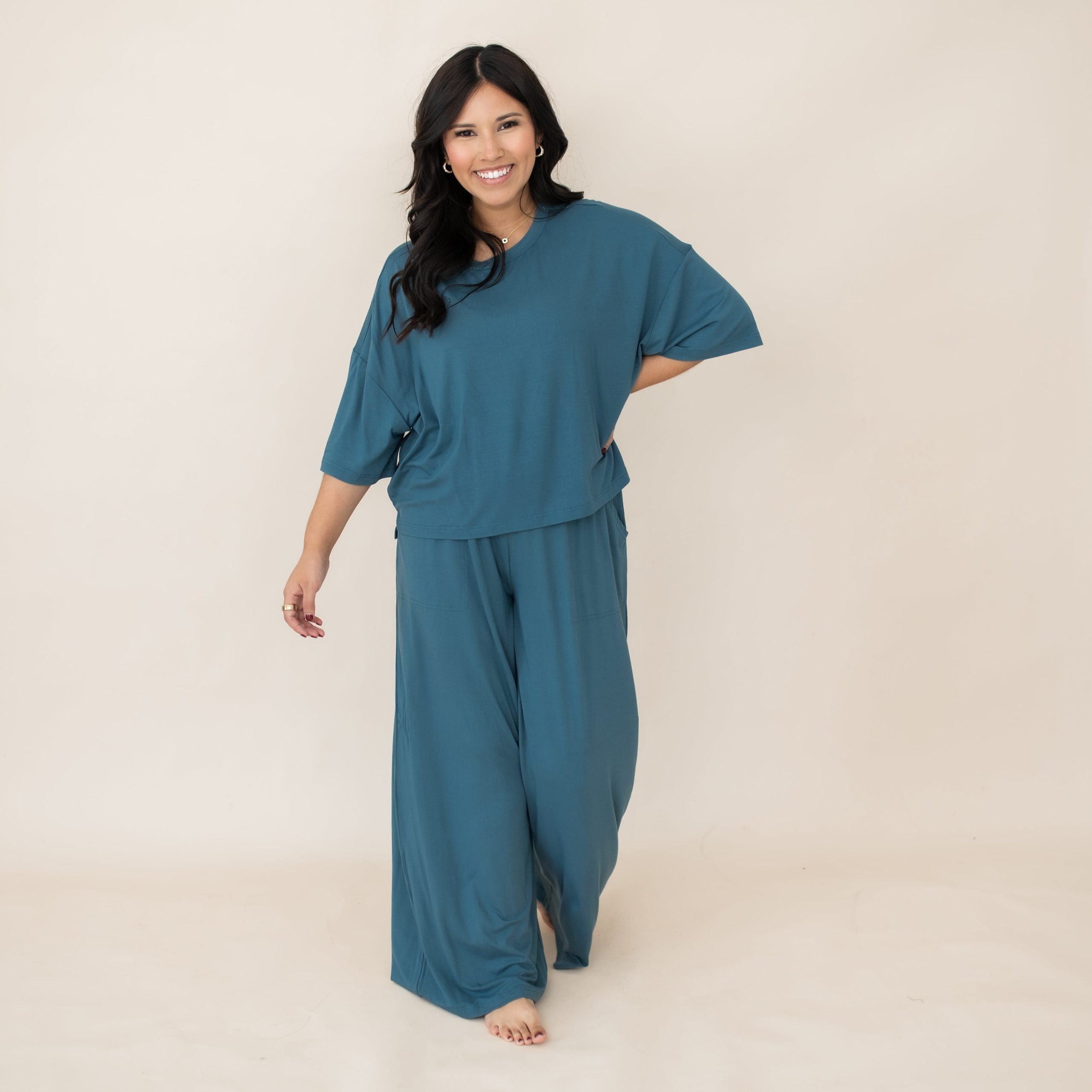 Women's Wide Leg Pant Set in Atlantic - Image 4