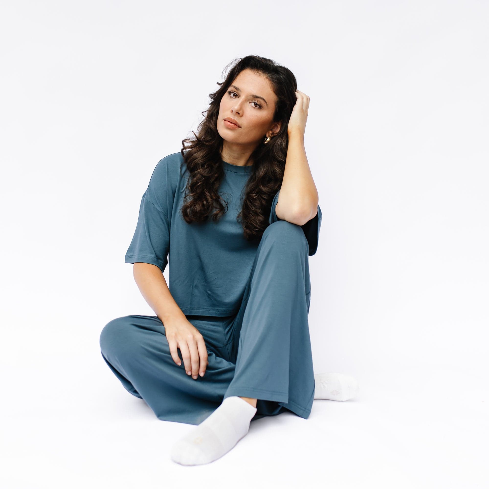 Women's Wide Leg Pant Set in Atlantic - Image 6