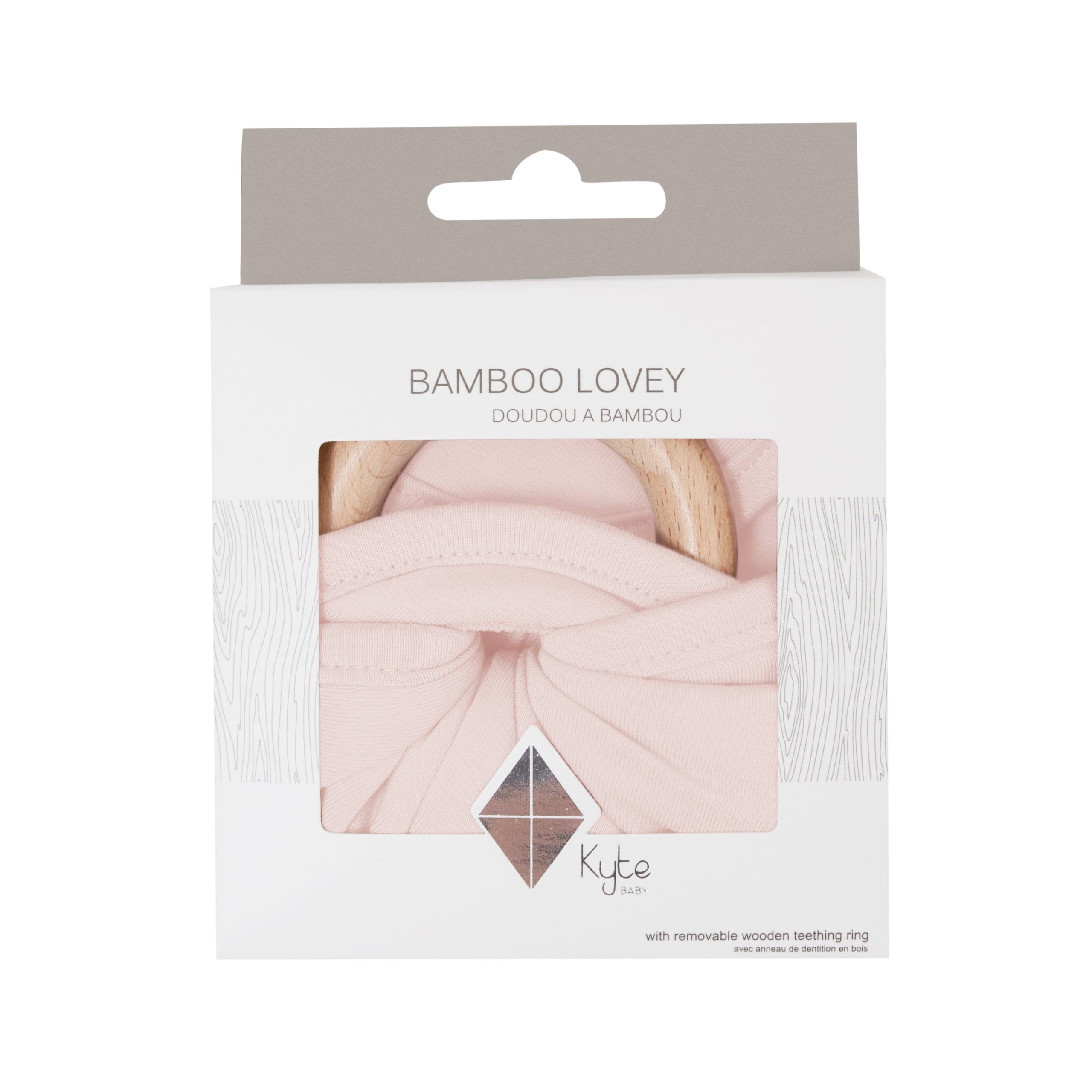 Lovey in Blush with Removable Wooden Teething Ring - Image 2