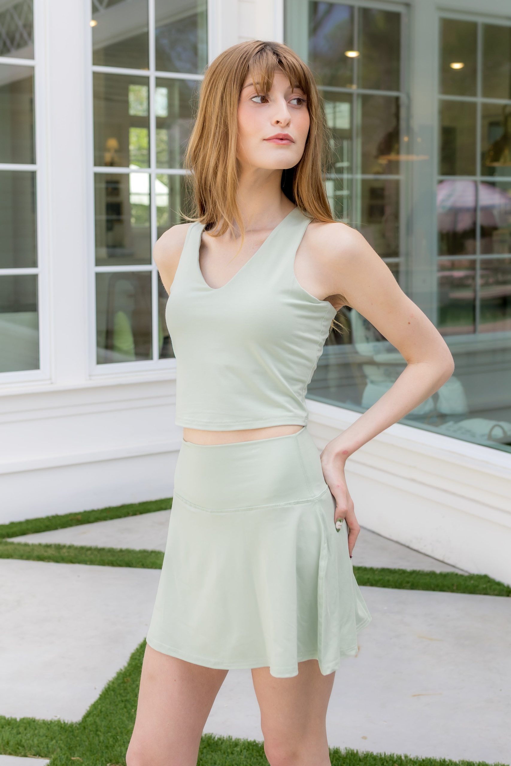 Bamboo Flex Bra Tank in Basil - Image 2