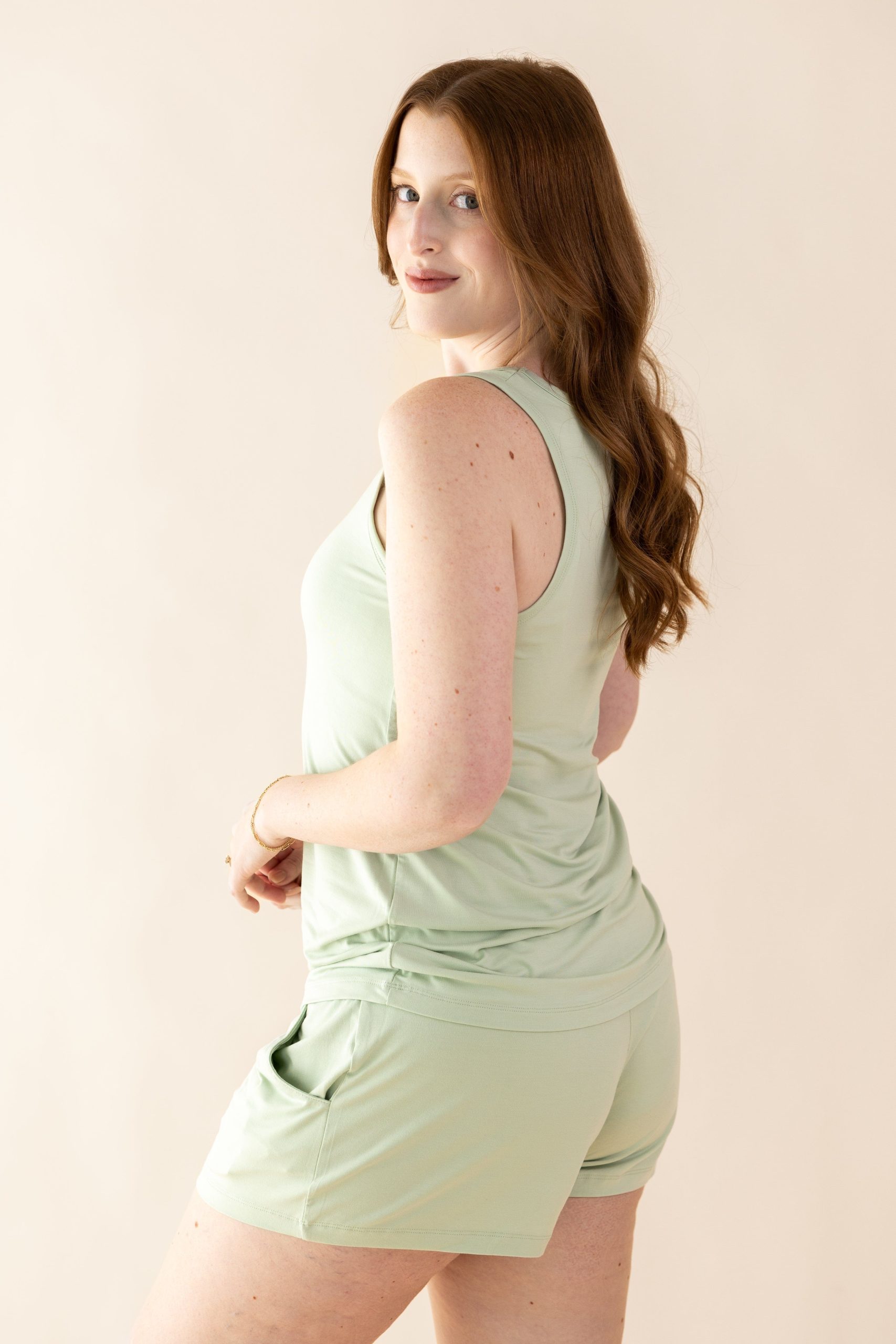 Women's Tank Set in Basil - Image 2
