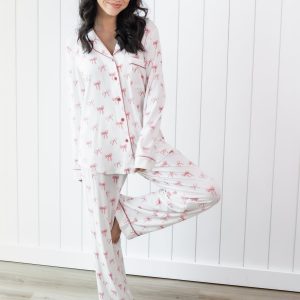 Long-Sleeved Women's Pajama Set in Bow