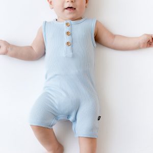 Ribbed Sleeveless Shortall in Breeze