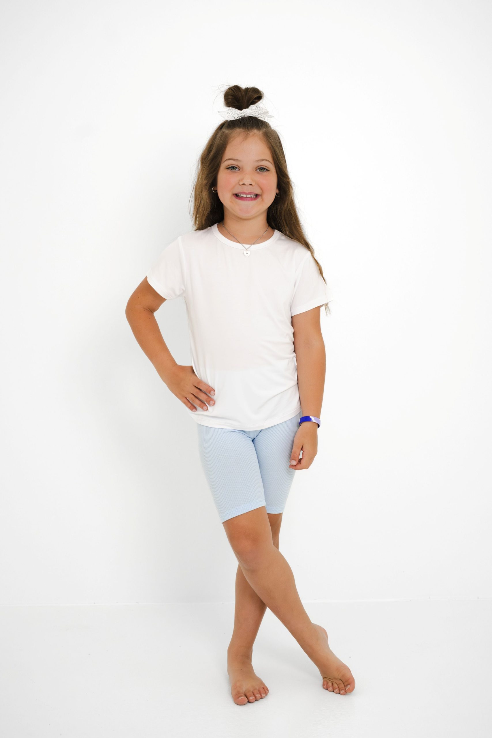 Ribbed Toddler Biker Shorts in Breeze - Image 4