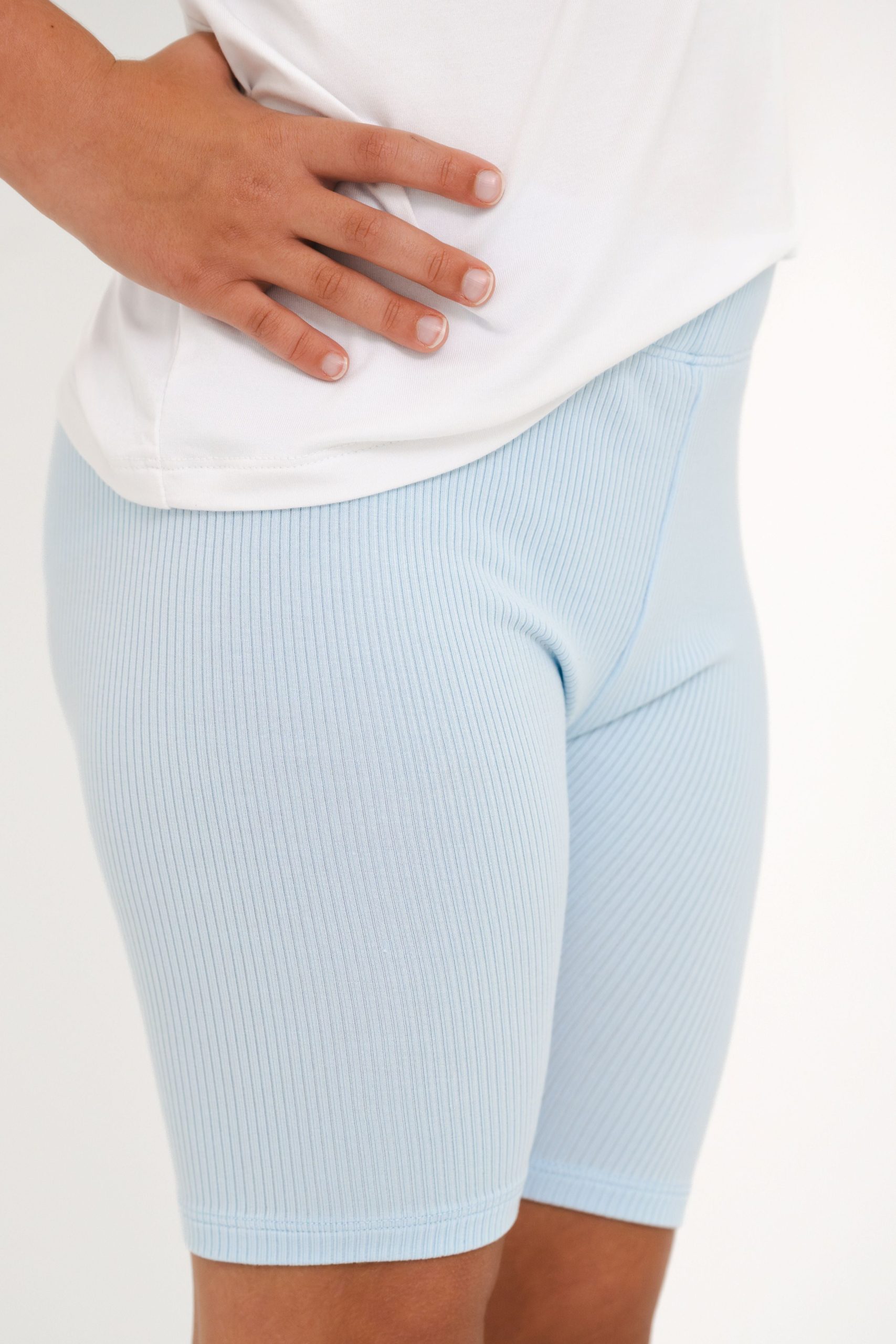 Ribbed Toddler Biker Shorts in Breeze - Image 3