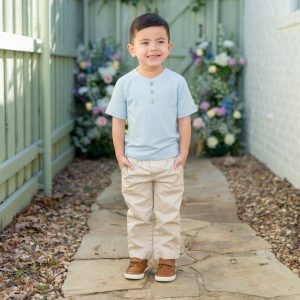 Short Sleeve Toddler Henley Tee in Breeze