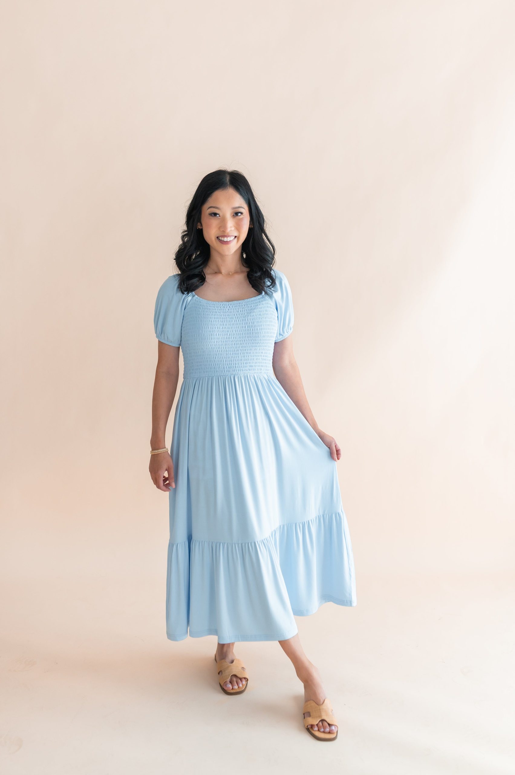 Womens Smocked Dress in Breeze