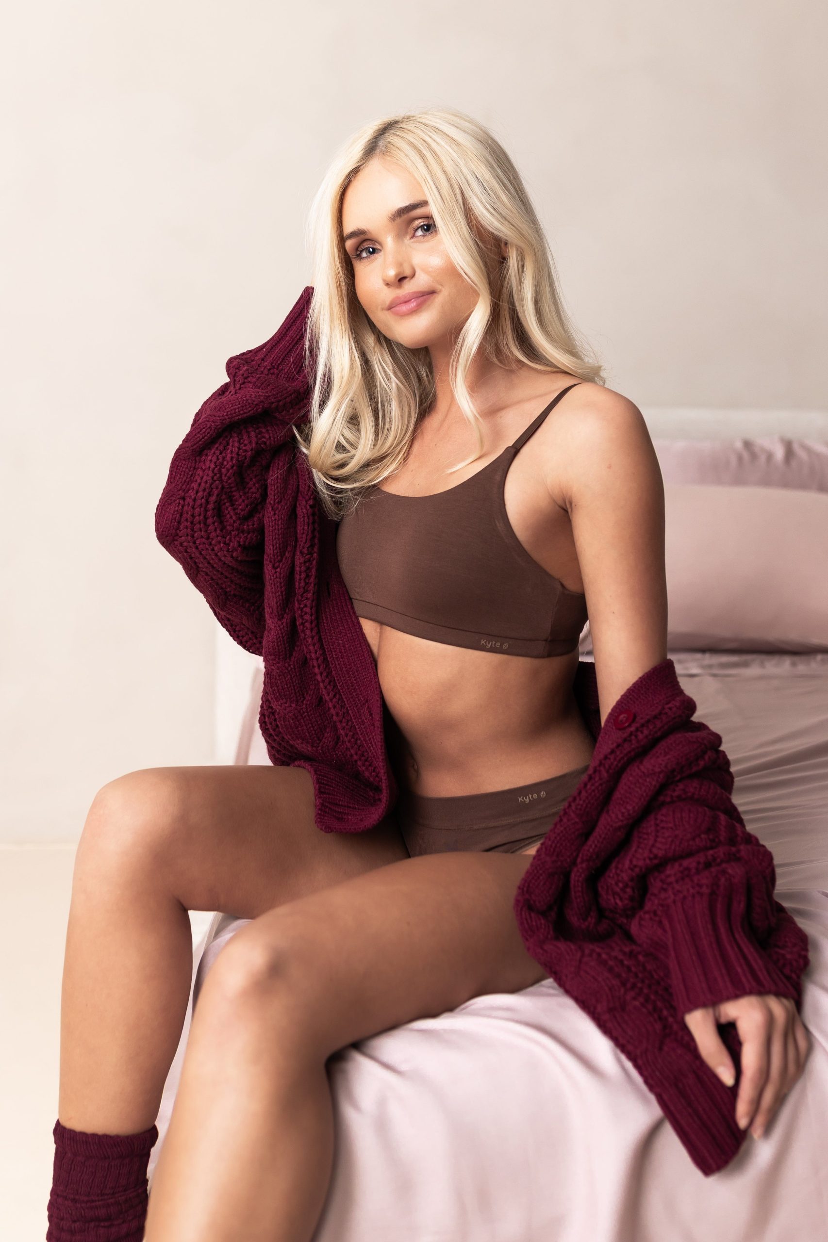 Women's Scoop Neck Bralette in Toffee - Image 2