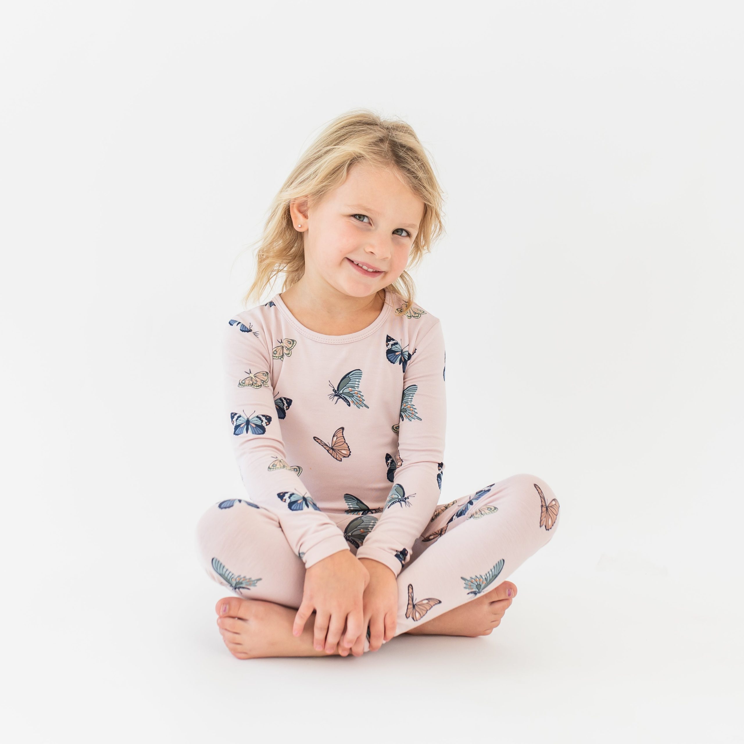 Long Sleeve Pajamas in Blush Butterfly - Image 4