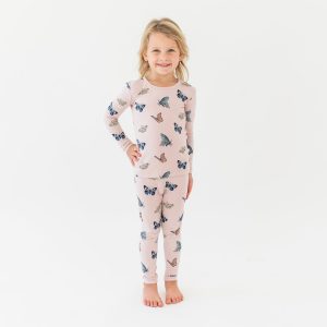 Long Sleeve Pajamas in Blush Butterfly