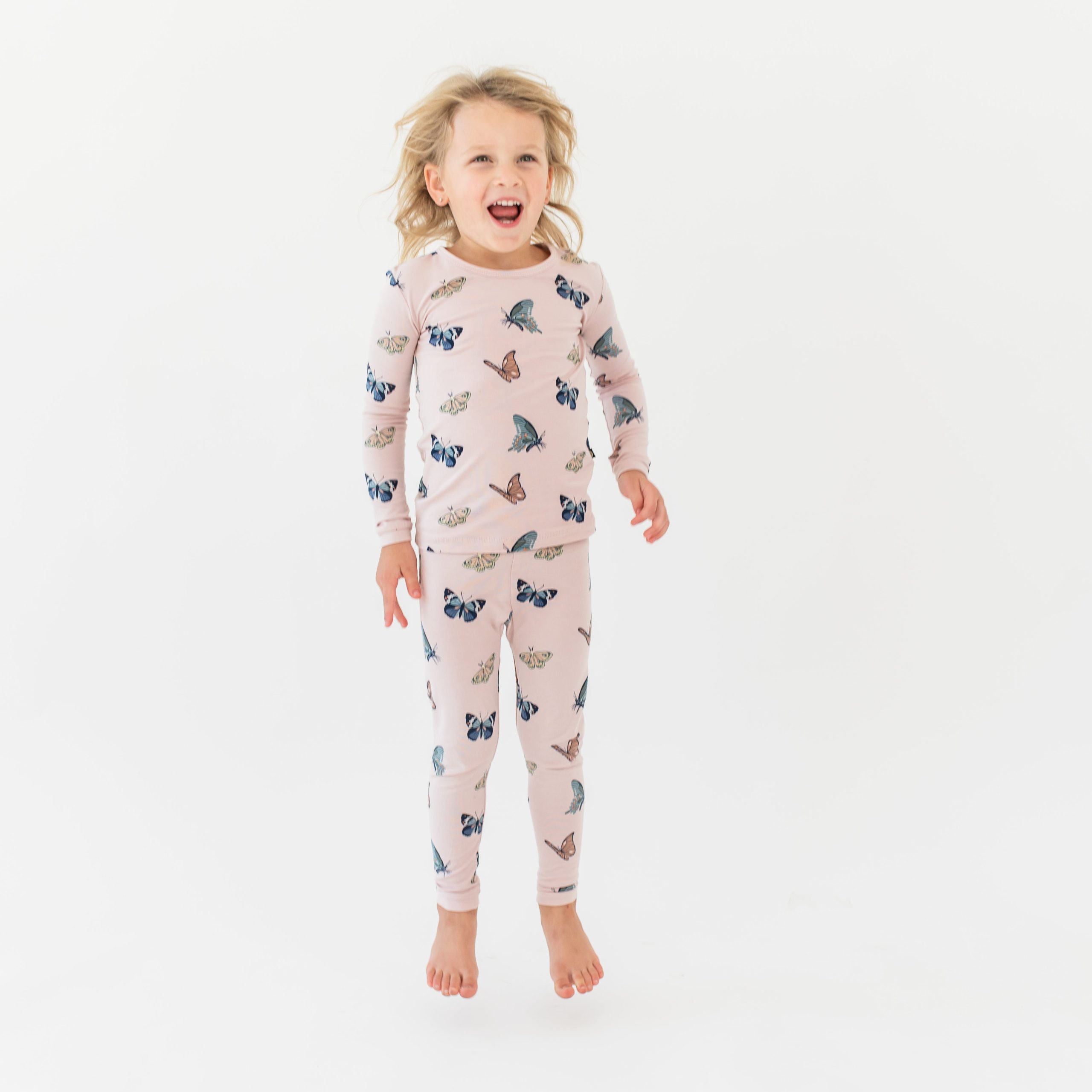 Long Sleeve Pajamas in Blush Butterfly - Image 5