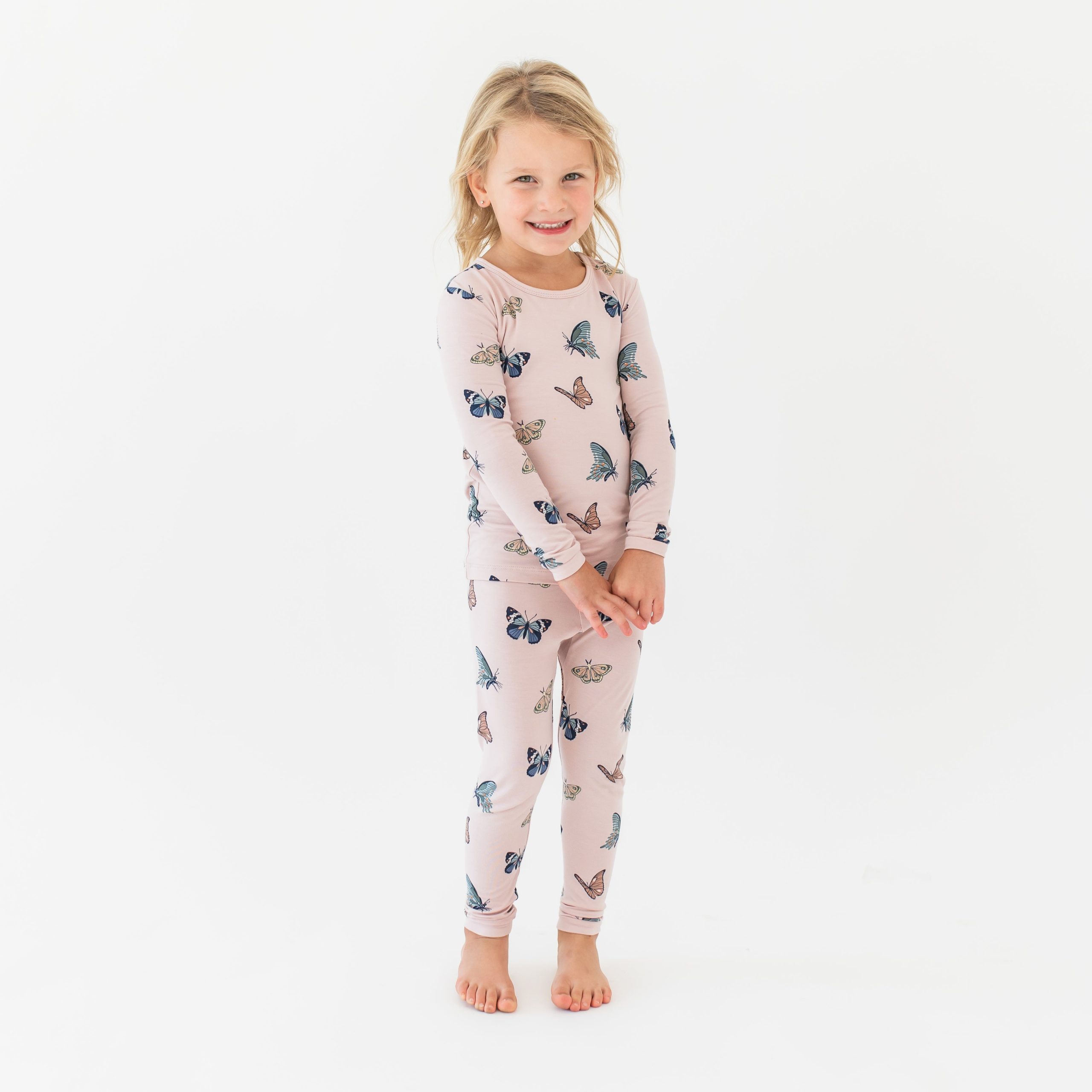 Long Sleeve Pajamas in Blush Butterfly - Image 6