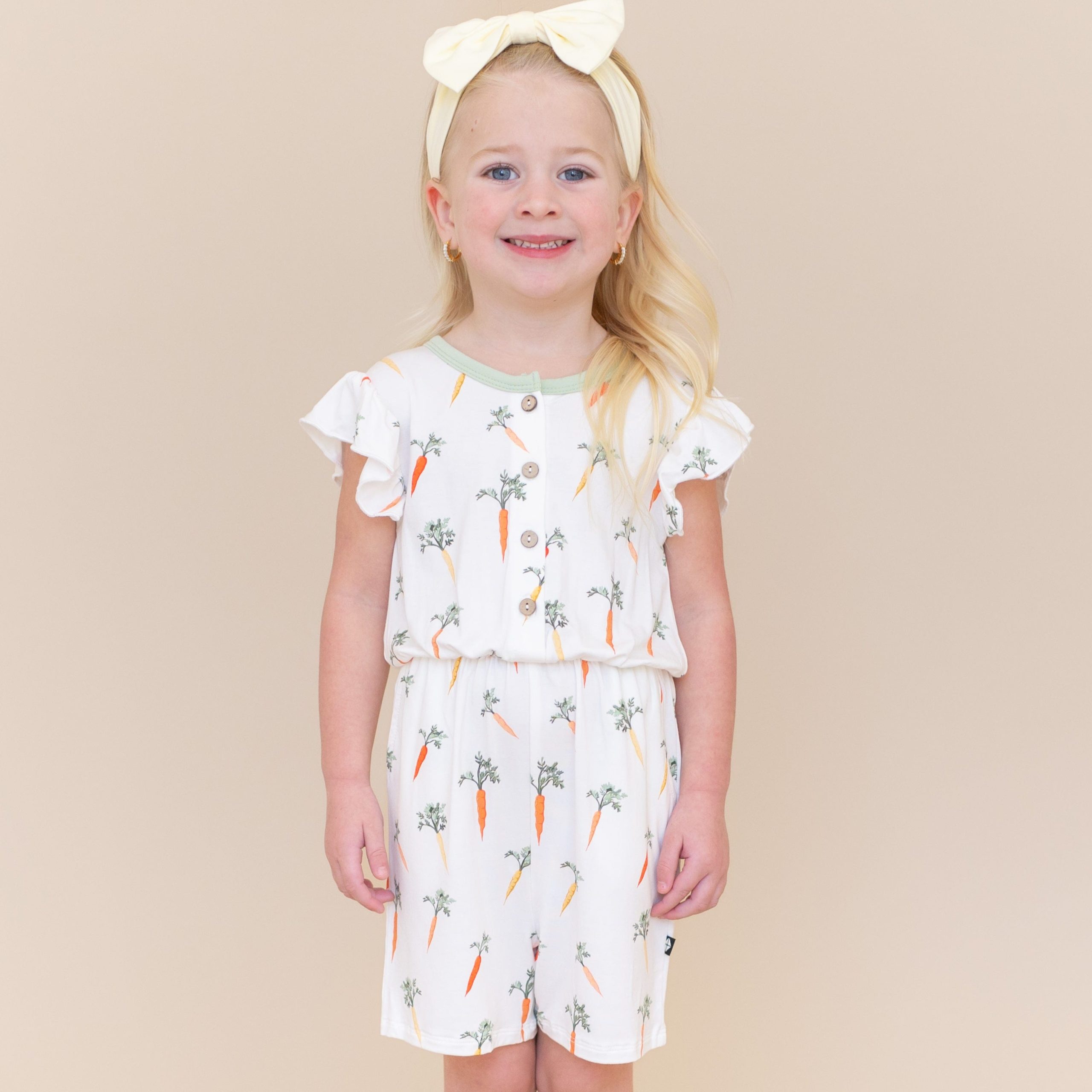 Flutter Sleeve Romper in Carrot - Image 5