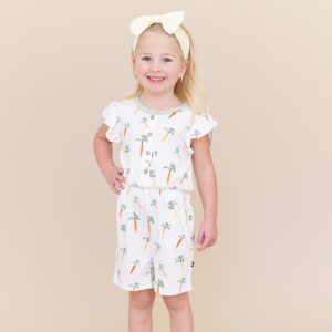 Flutter Sleeve Romper in Carrot