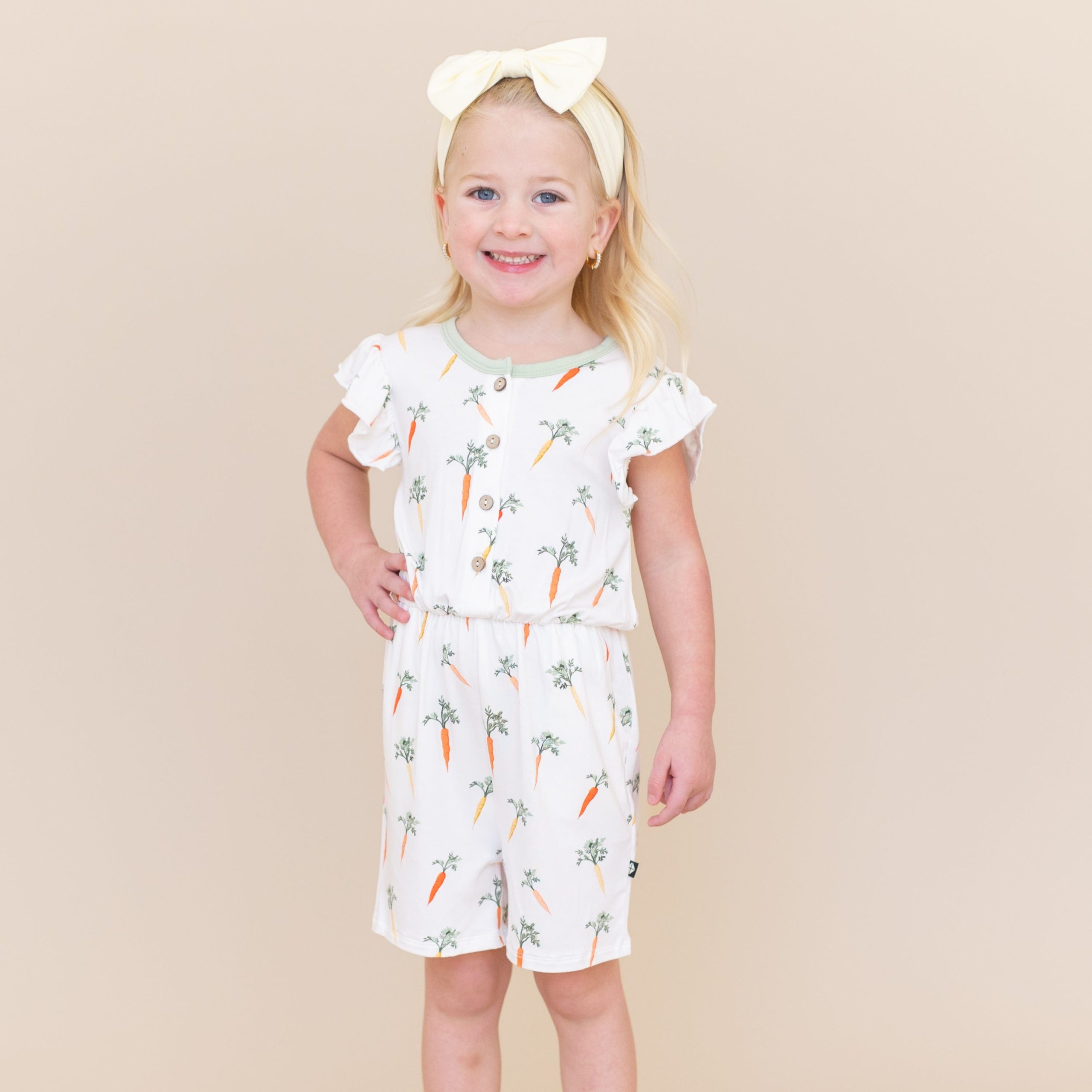 Flutter Sleeve Romper in Carrot