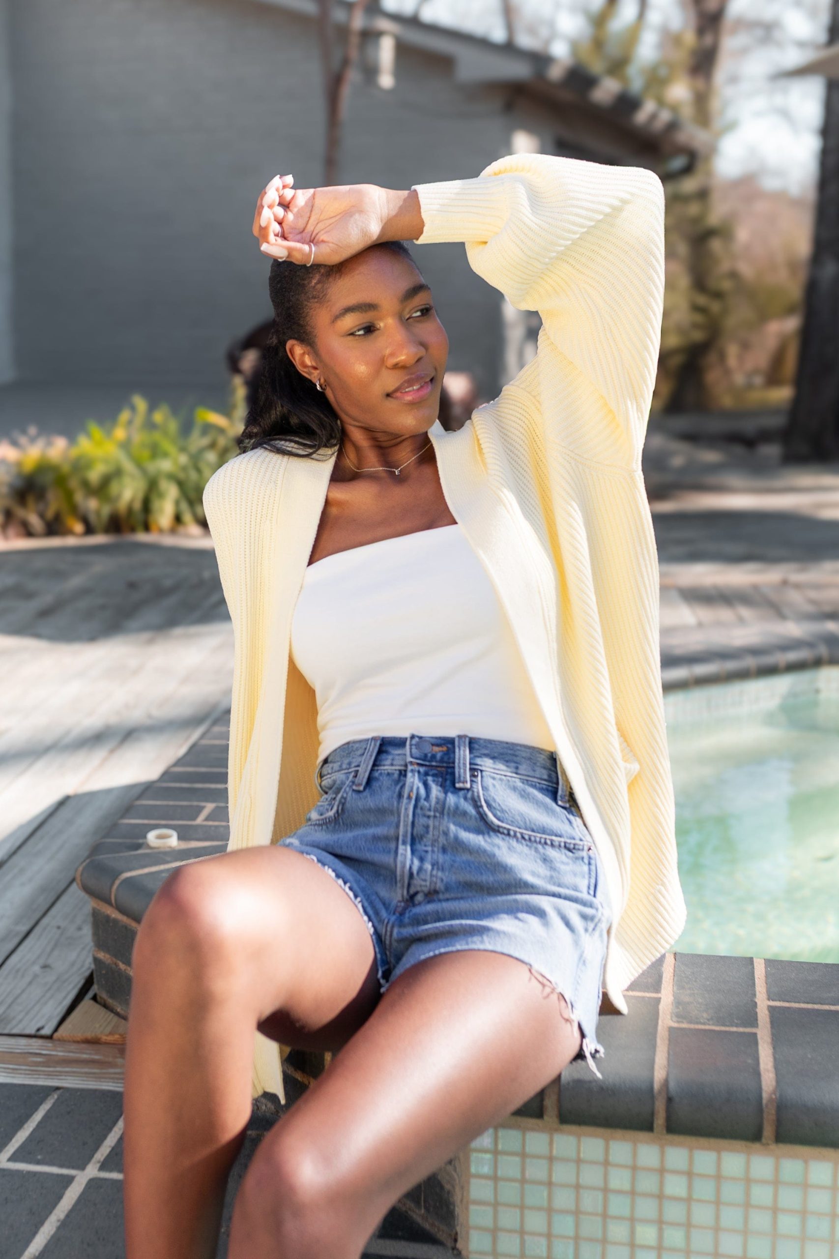 Chunky Knit Women's Oversized Cardigan in Chamomile - Image 5