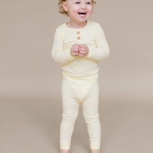 Ribbed Henley Set in Chamomile